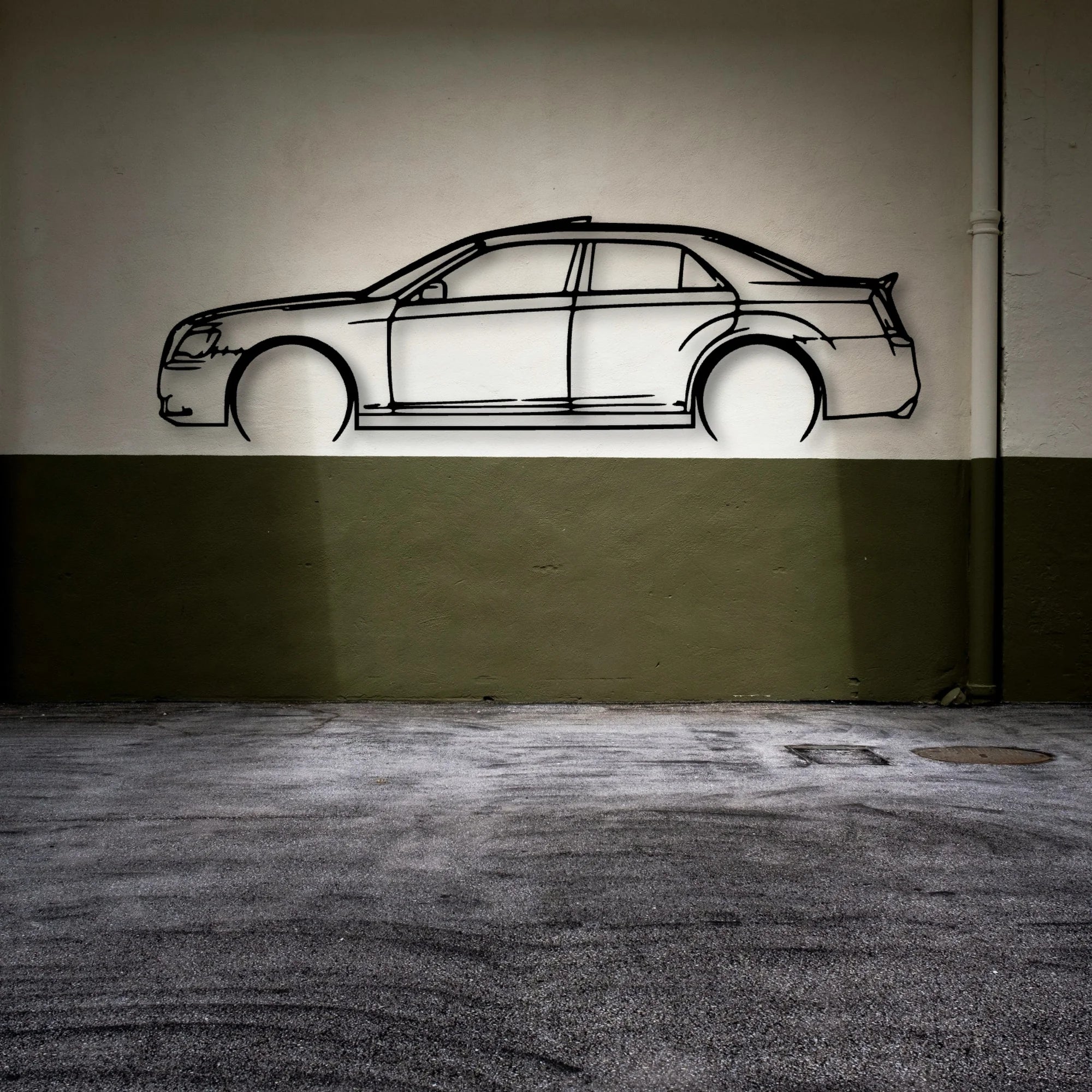 300C 2012 Classic Silhouette Metal Wall Art - Automotive Garage Decor