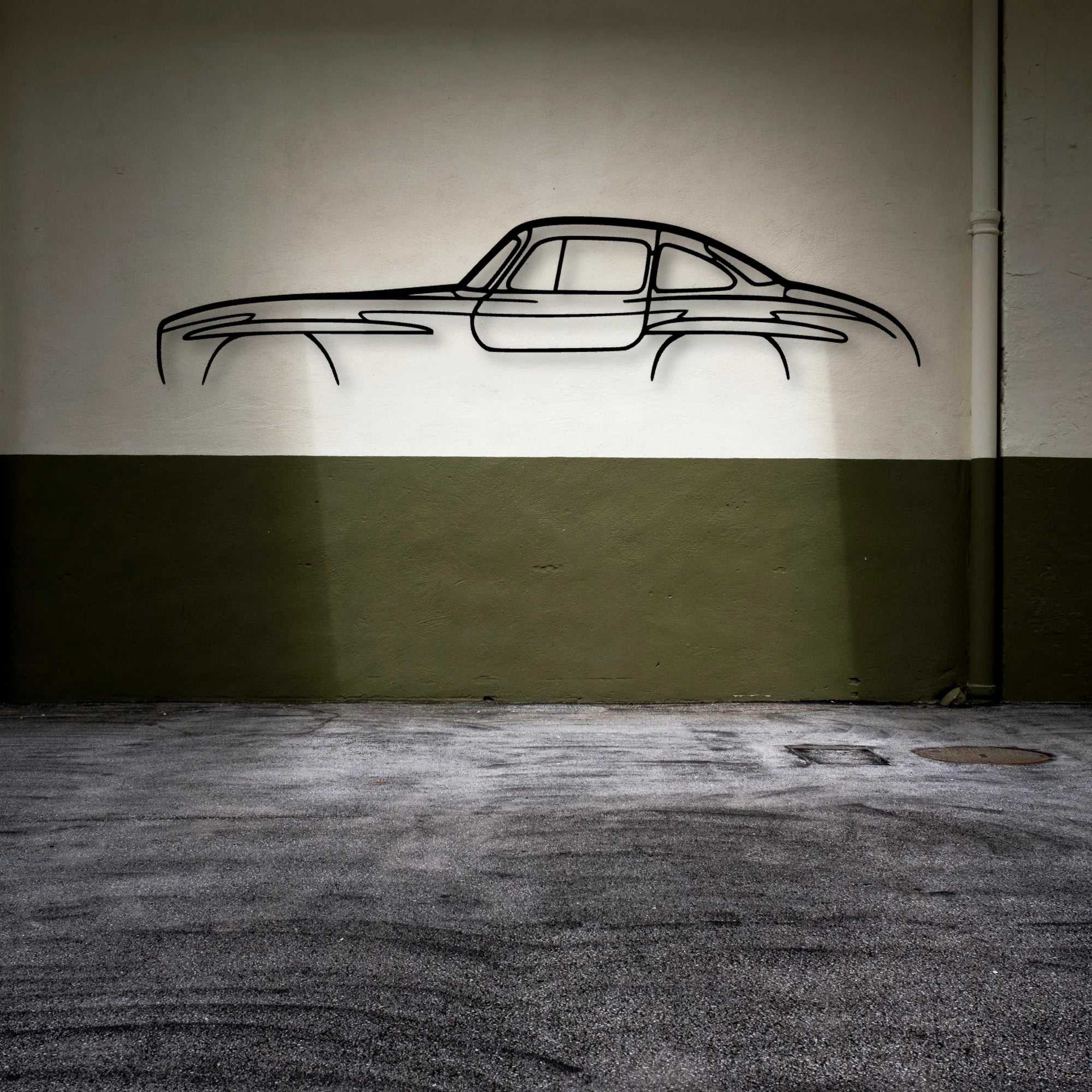 300 SL Classic Silhouette Metal Wall Art - Automotive Garage Decor