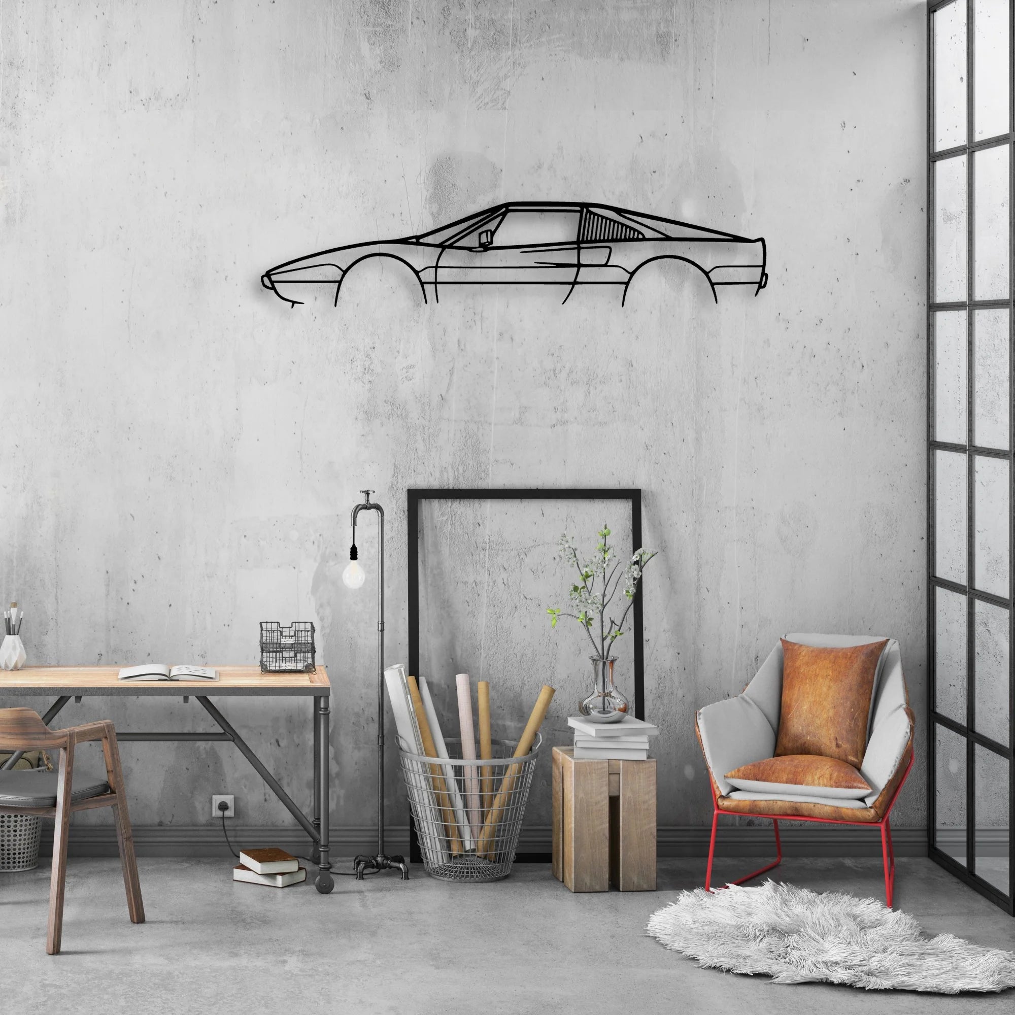 308 GTSI 1980 Classic Silhouette Metal Wall Art - Automotive Garage Decor