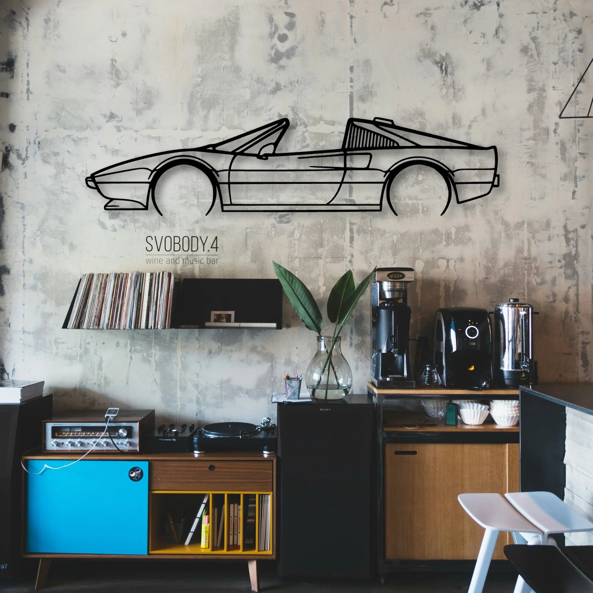 308 GTS QV 1984 Classic Silhouette Metal Wall Art - Automotive Garage Decor