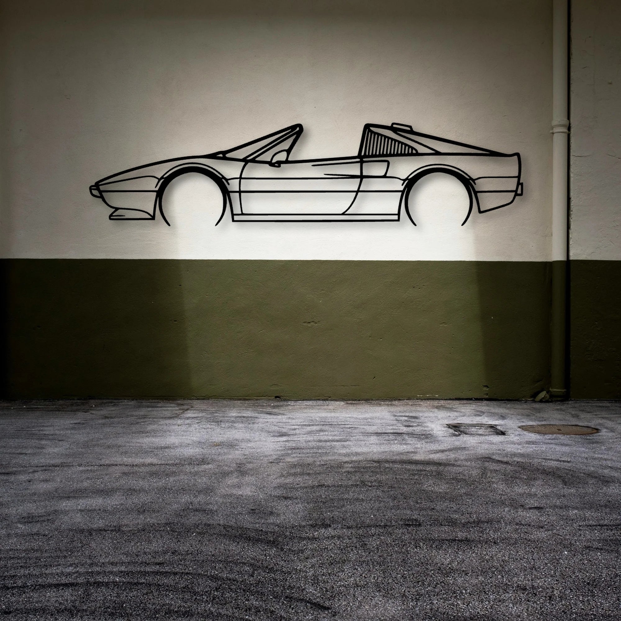 308 GTS QV 1984 Classic Silhouette Metal Wall Art - Automotive Garage Decor