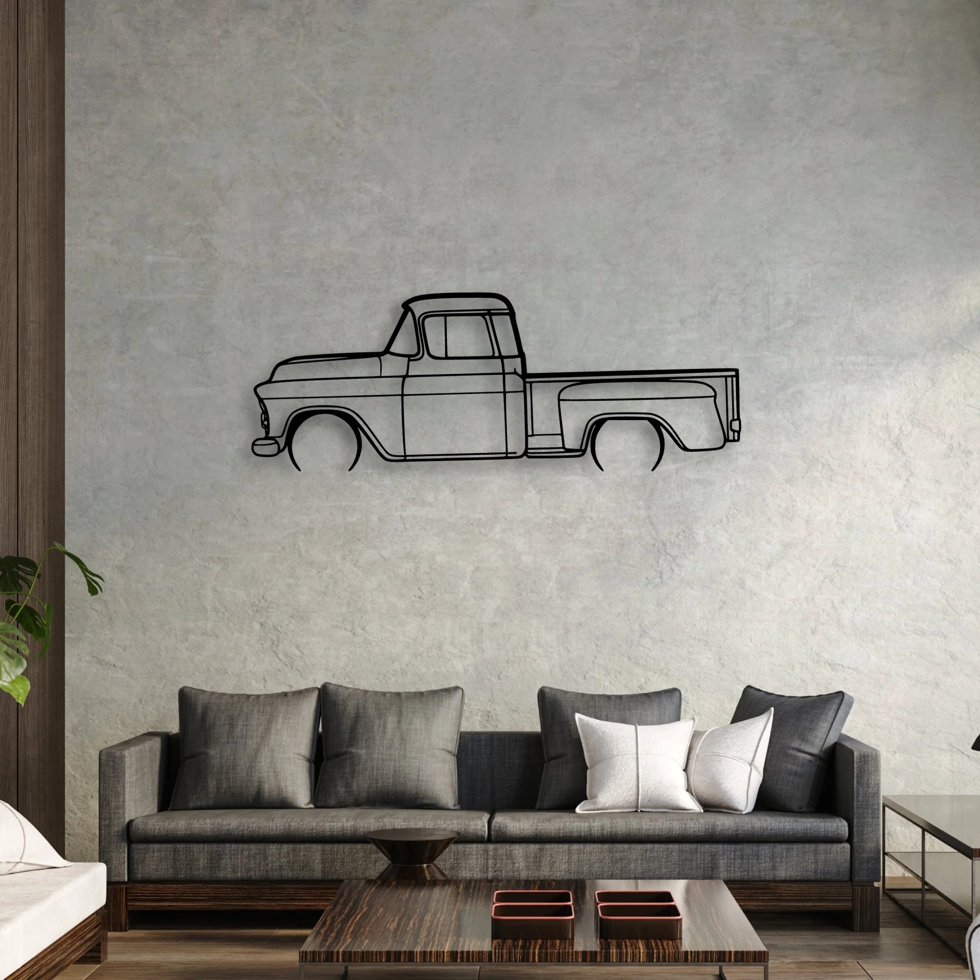 3100 1957 2 Classic Silhouette Metal Wall Art - Automotive Garage Decor