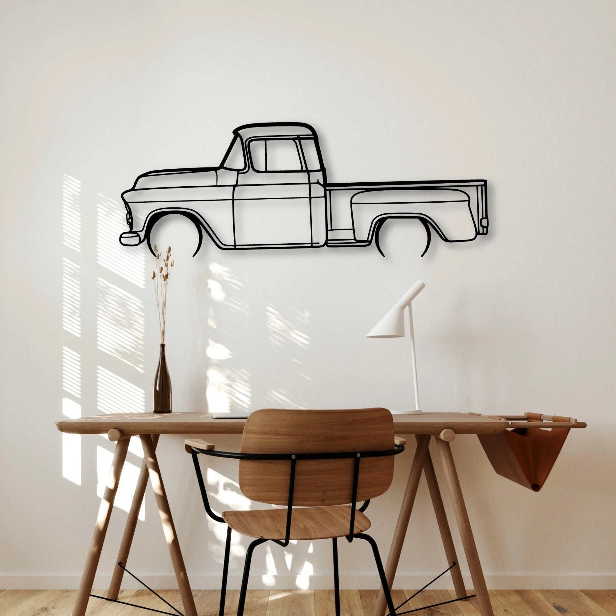 3100 1957 2 Classic Silhouette Metal Wall Art - Automotive Garage Decor