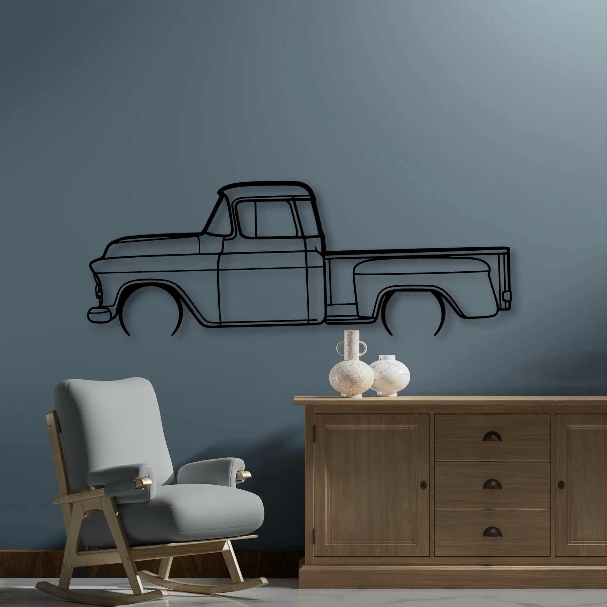 3100 1957 2 Classic Silhouette Metal Wall Art - Automotive Garage Decor