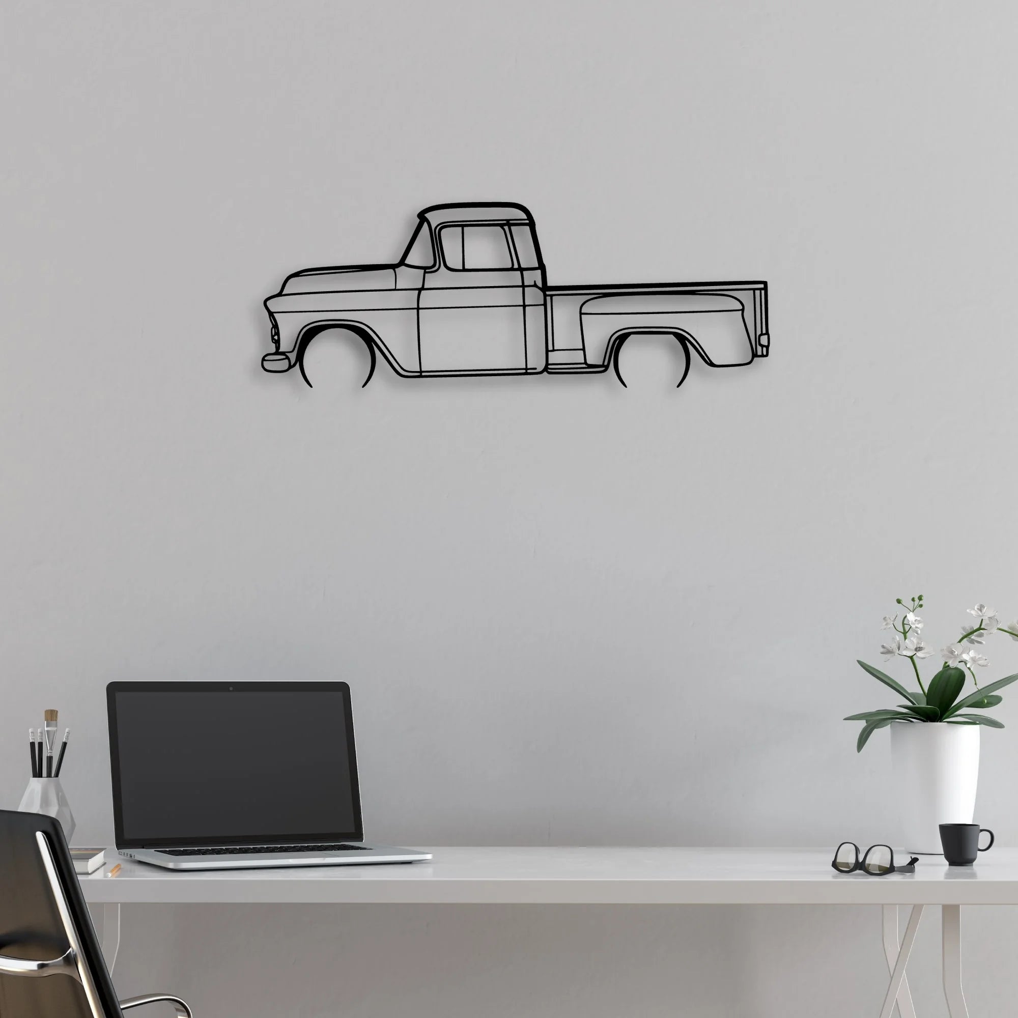 3100 1957 2 Classic Silhouette Metal Wall Art - Automotive Garage Decor