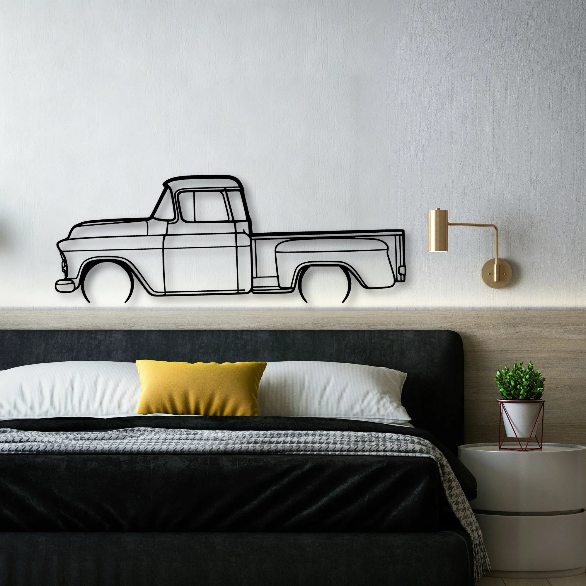 3100 1957 2 Classic Silhouette Metal Wall Art - Automotive Garage Decor
