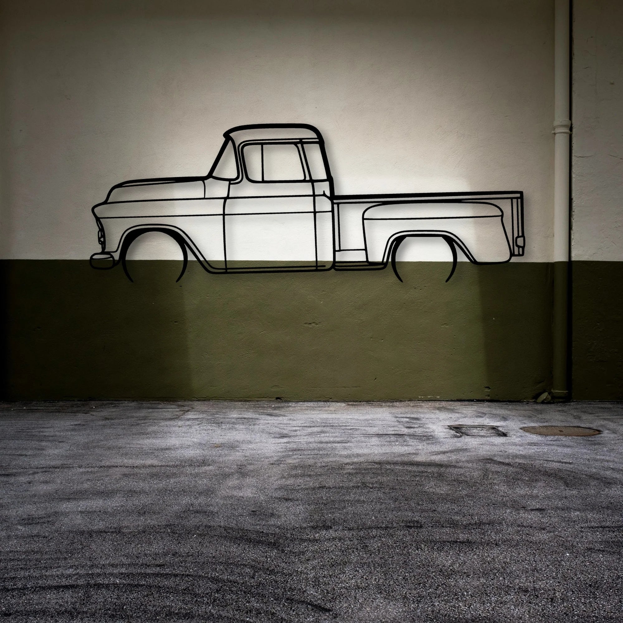 3100 1957 2 Classic Silhouette Metal Wall Art - Automotive Garage Decor