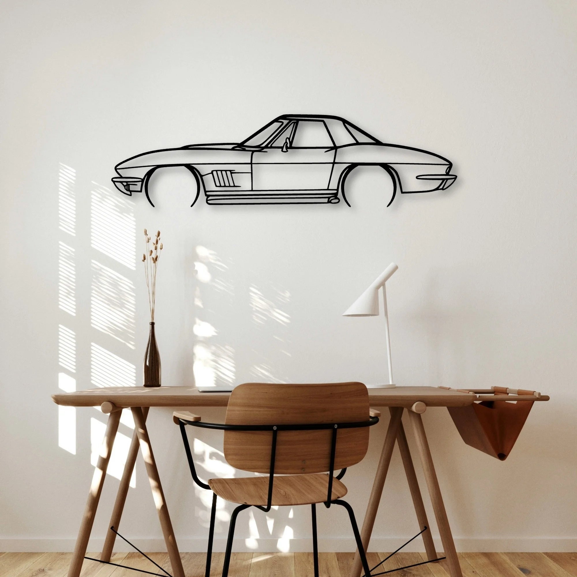 327 1967 2 Classic Silhouette Metal Wall Art - Automotive Garage Decor