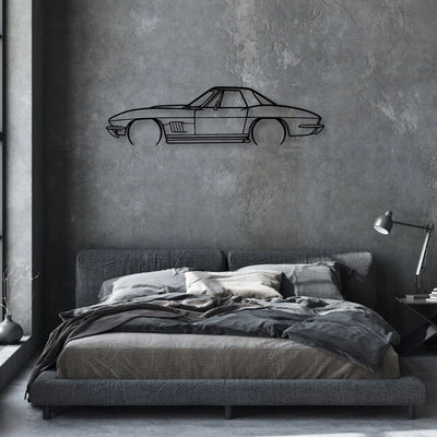 327 1967 2 Classic Silhouette Metal Wall Art - Automotive Garage Decor