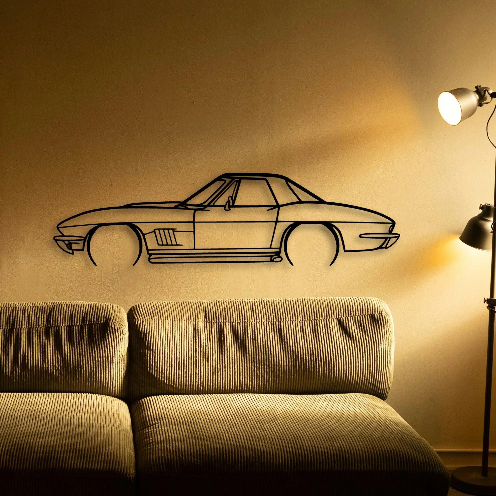327 1967 2 Classic Silhouette Metal Wall Art - Automotive Garage Decor