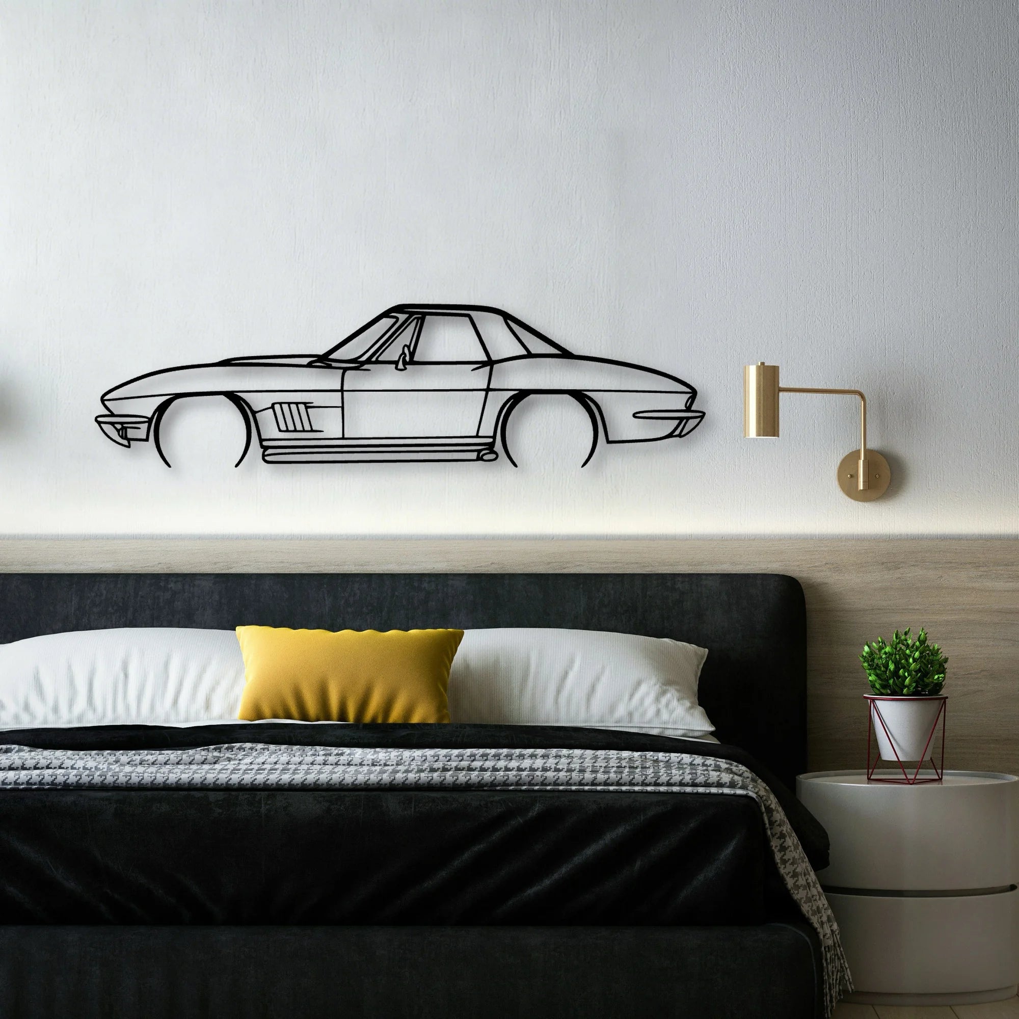 327 1967 2 Classic Silhouette Metal Wall Art - Automotive Garage Decor