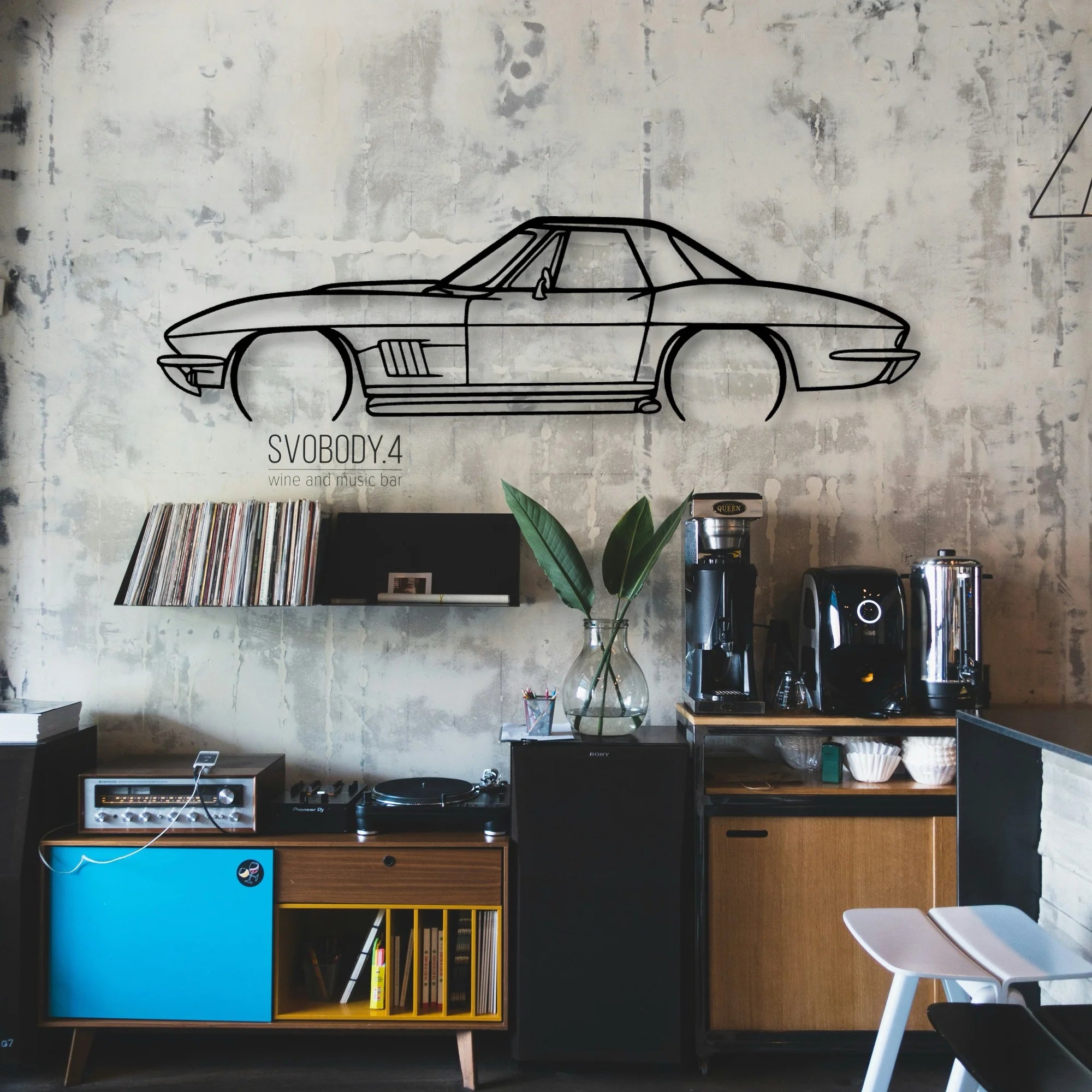 327 1967 2 Classic Silhouette Metal Wall Art - Automotive Garage Decor