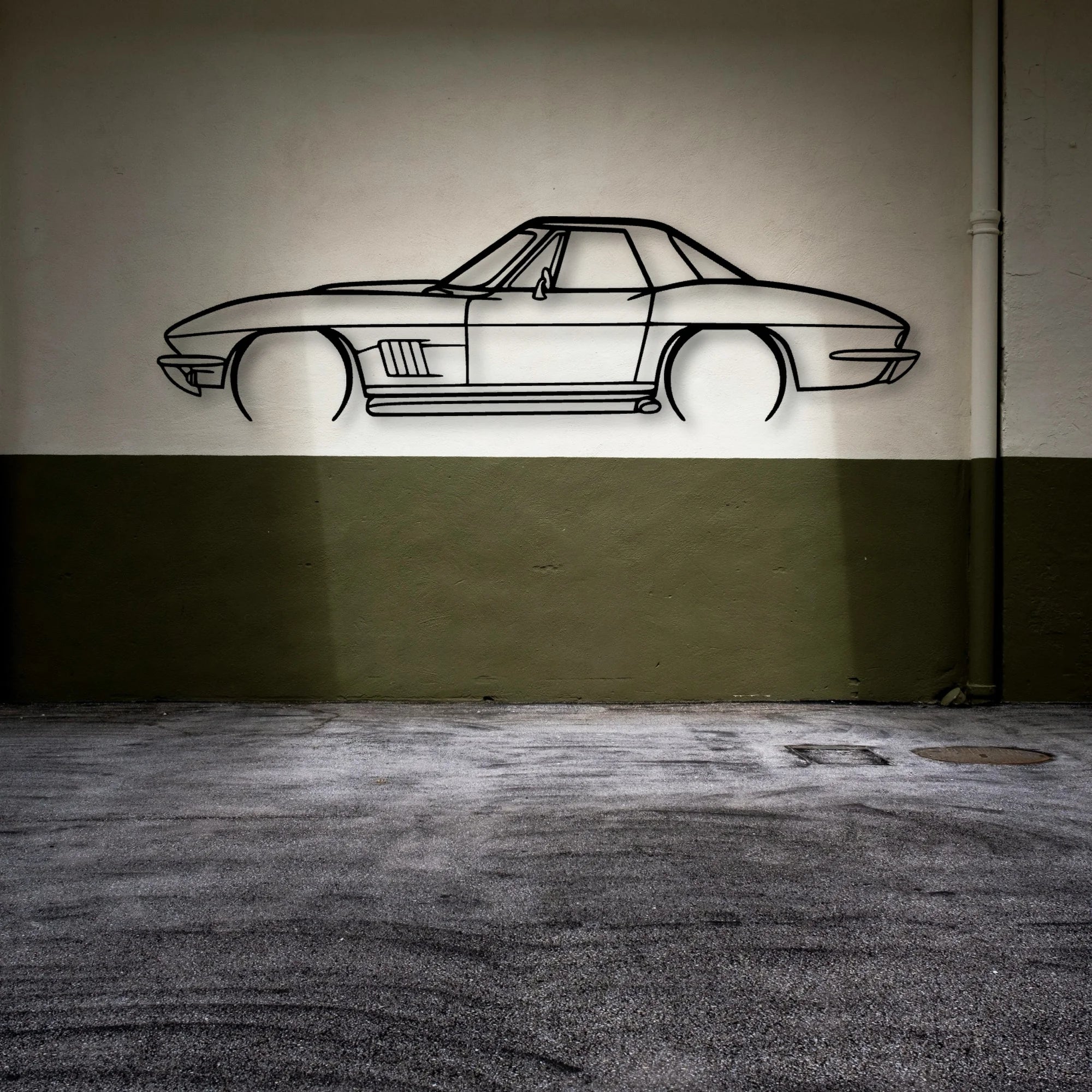 327 1967 2 Classic Silhouette Metal Wall Art - Automotive Garage Decor