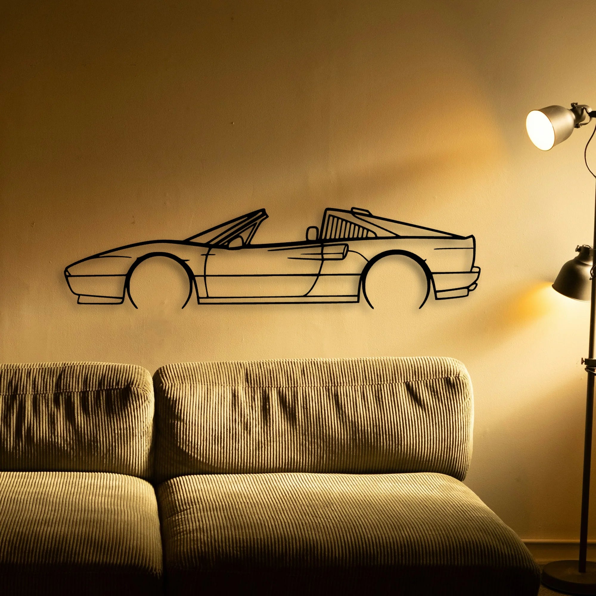 328 GTS 2 Classic Silhouette Metal Wall Art - Automotive Garage Decor