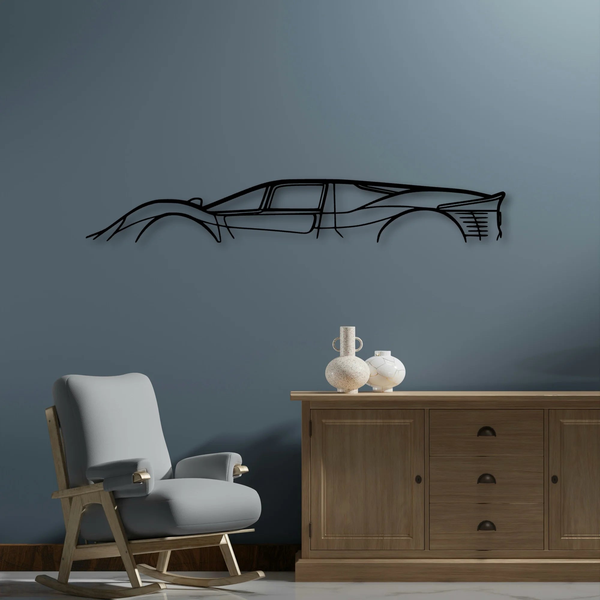 330 P4 Classic Silhouette Metal Wall Art - Automotive Garage Decor