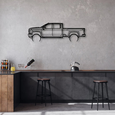 3500 High Country 2022 Classic Silhouette Metal Wall Art - Automotive Garage Decor