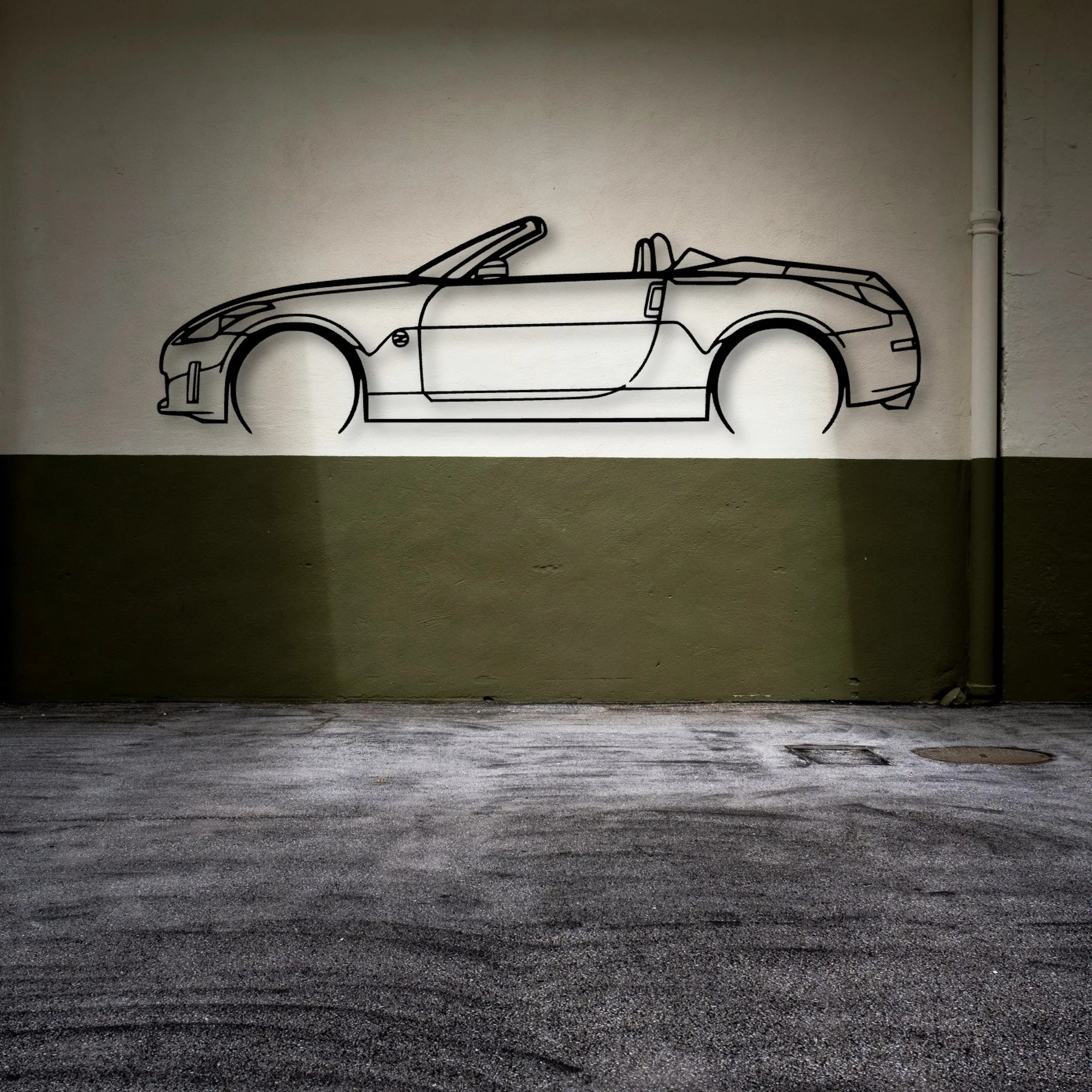 350z Roadster Classic Silhouette Metal Wall Art - Automotive Garage Decor