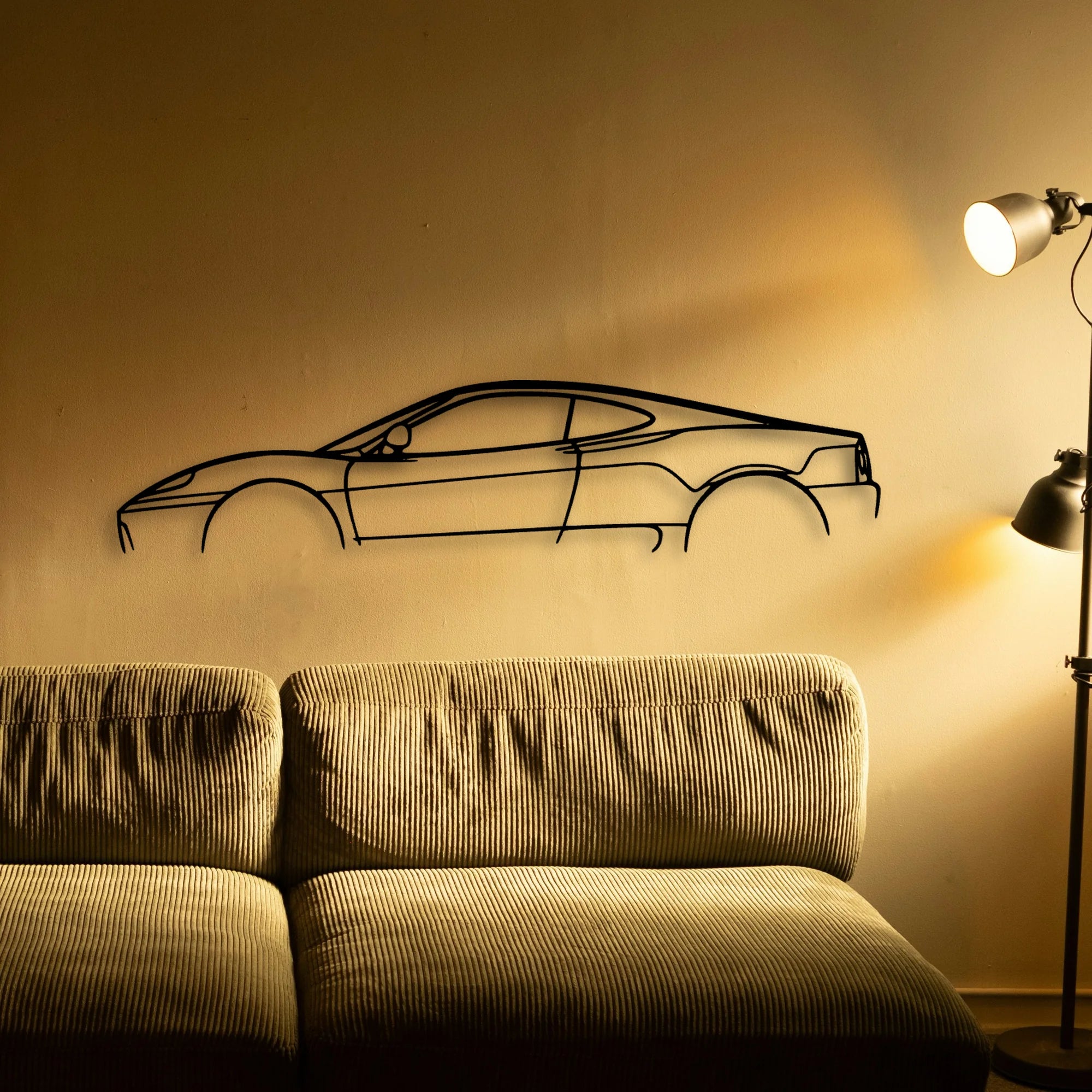 360 Modena Classic Silhouette Metal Wall Art - Automotive Garage Decor