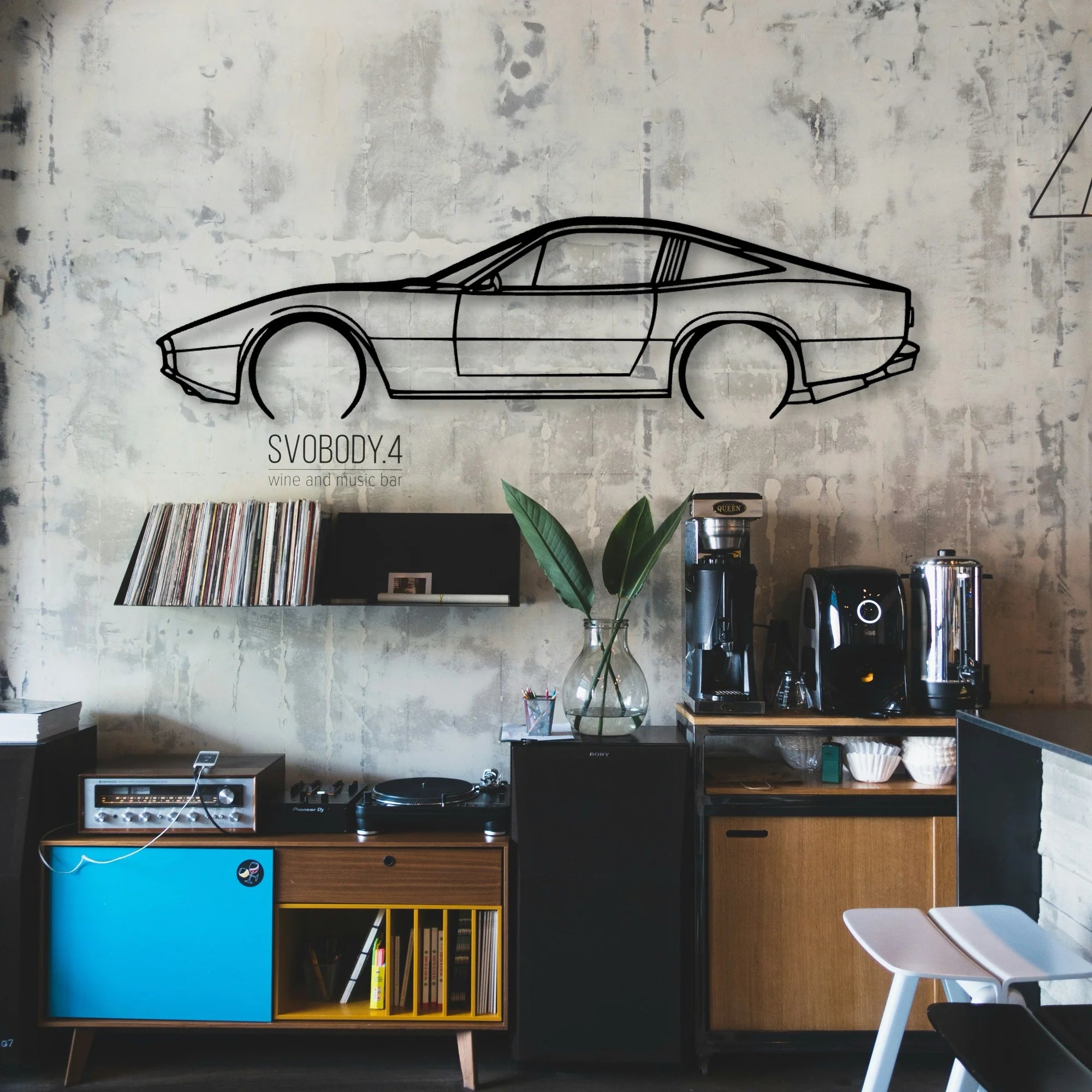 365 GTC 4 1972 Classic Silhouette Metal Wall Art - Automotive Garage Decor