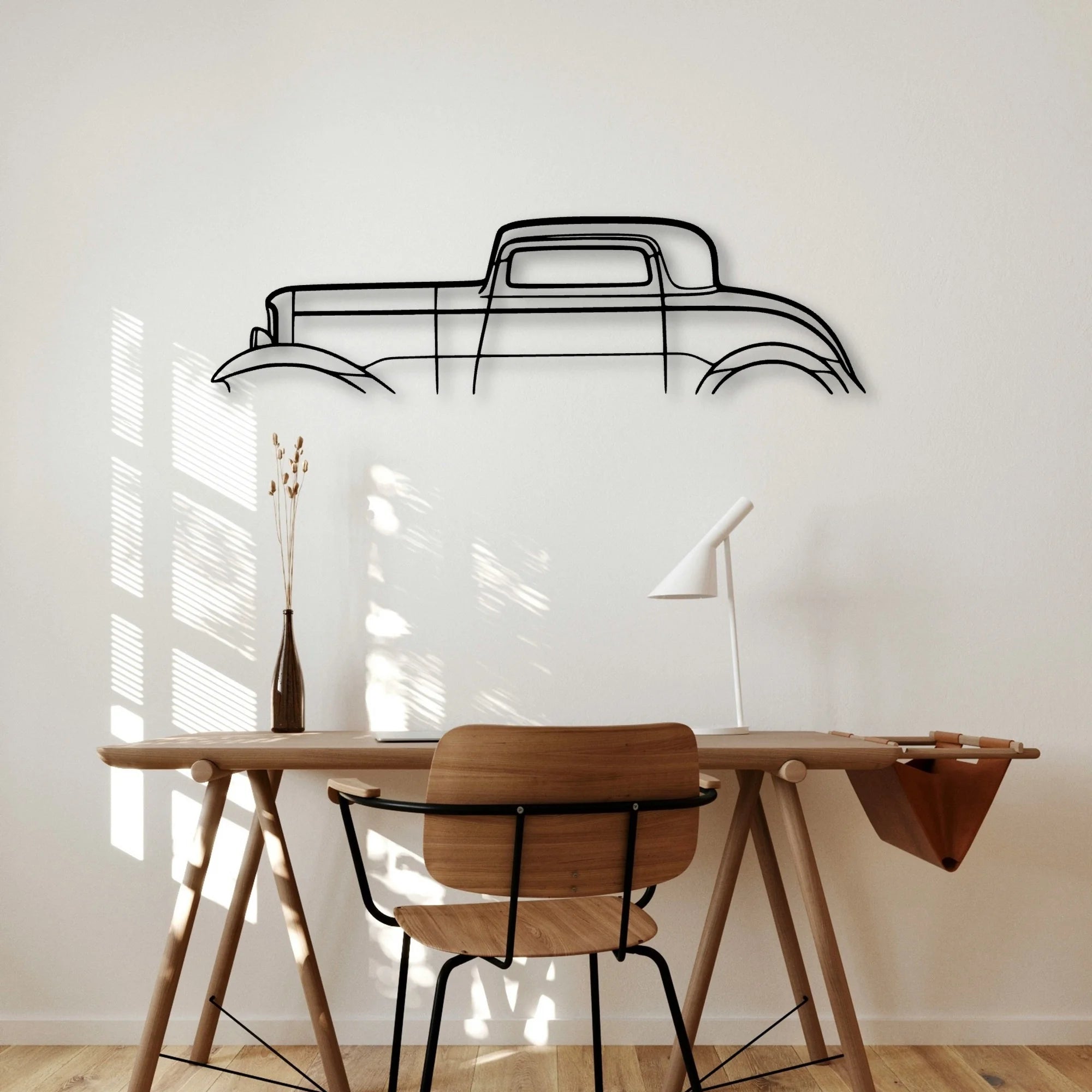 3 Window 1932 Classic Silhouette Metal Wall Art - Automotive Garage Decor
