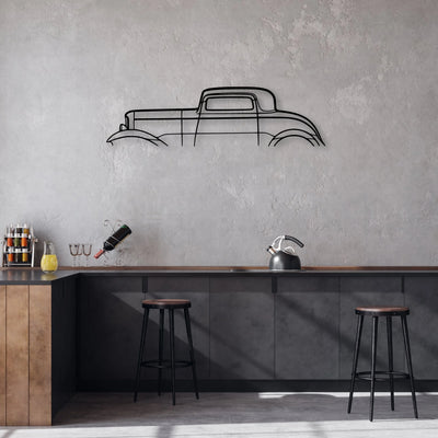 3 Window 1932 Classic Silhouette Metal Wall Art - Automotive Garage Decor