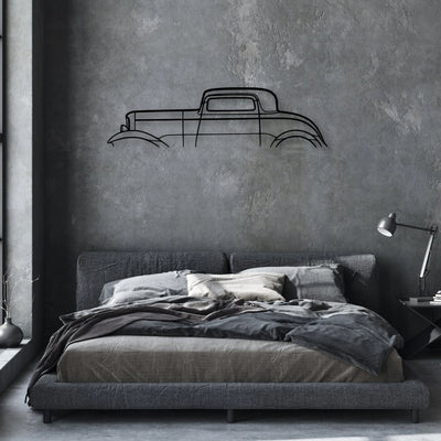 3 Window 1932 Classic Silhouette Metal Wall Art - Automotive Garage Decor