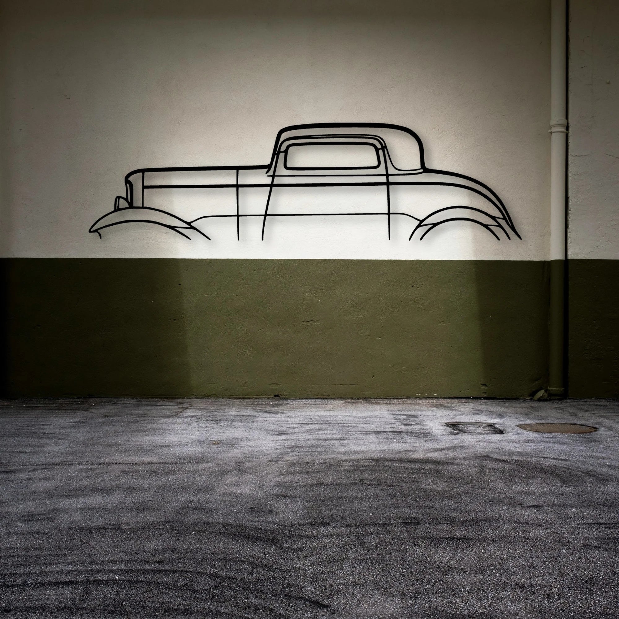 3 Window 1932 Classic Silhouette Metal Wall Art - Automotive Garage Decor
