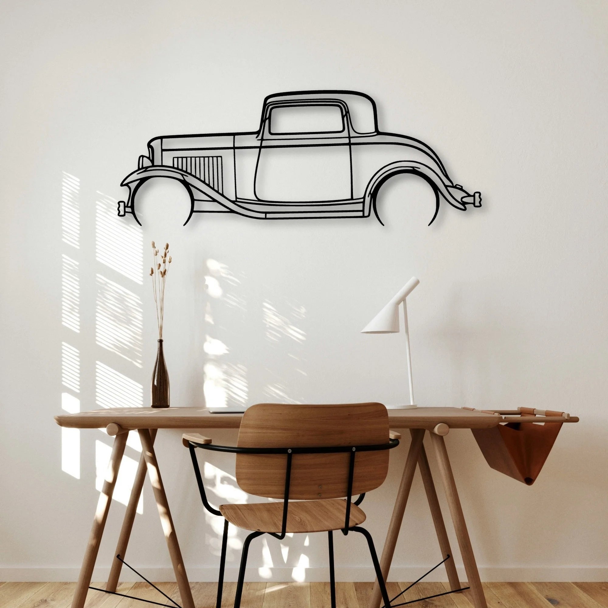 3 Window Coupe 1932 Classic Silhouette Metal Wall Art - Automotive Garage Decor