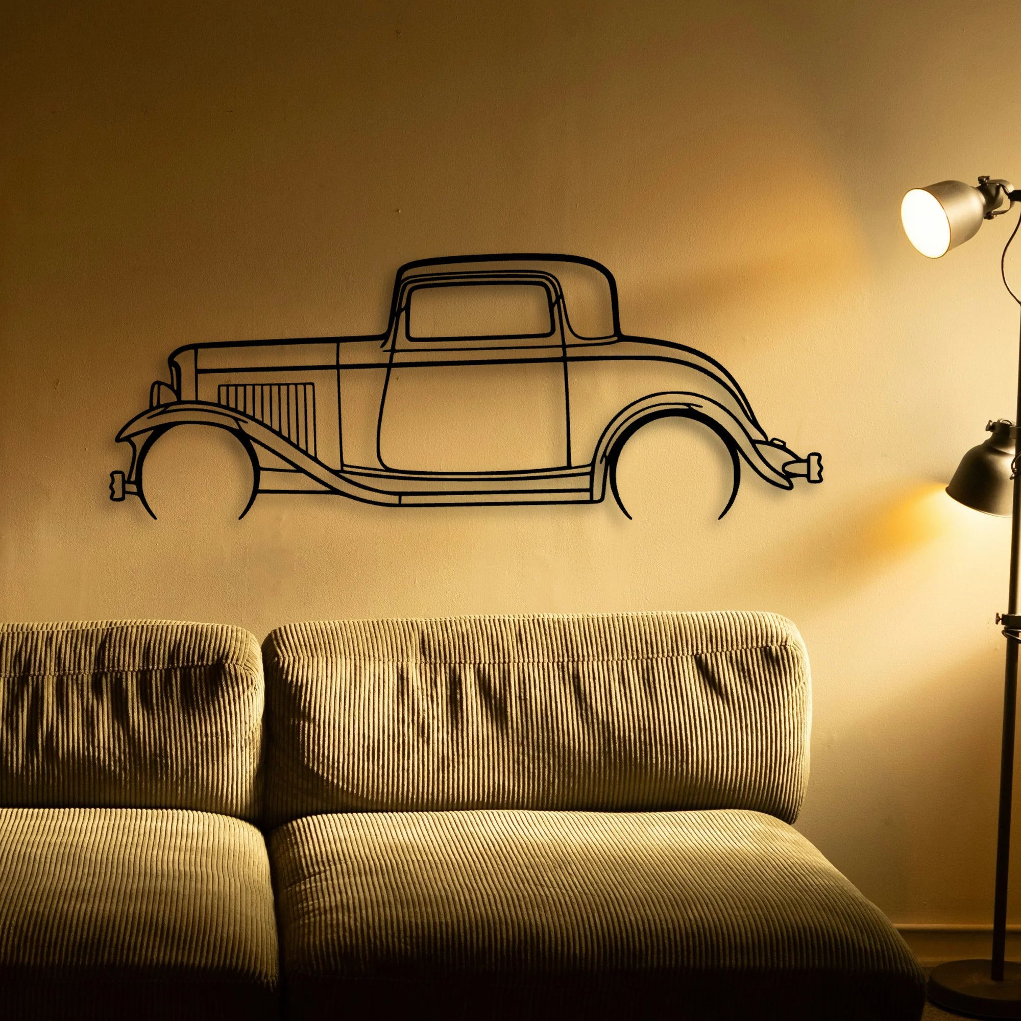 3 Window Coupe 1932 Classic Silhouette Metal Wall Art - Automotive Garage Decor