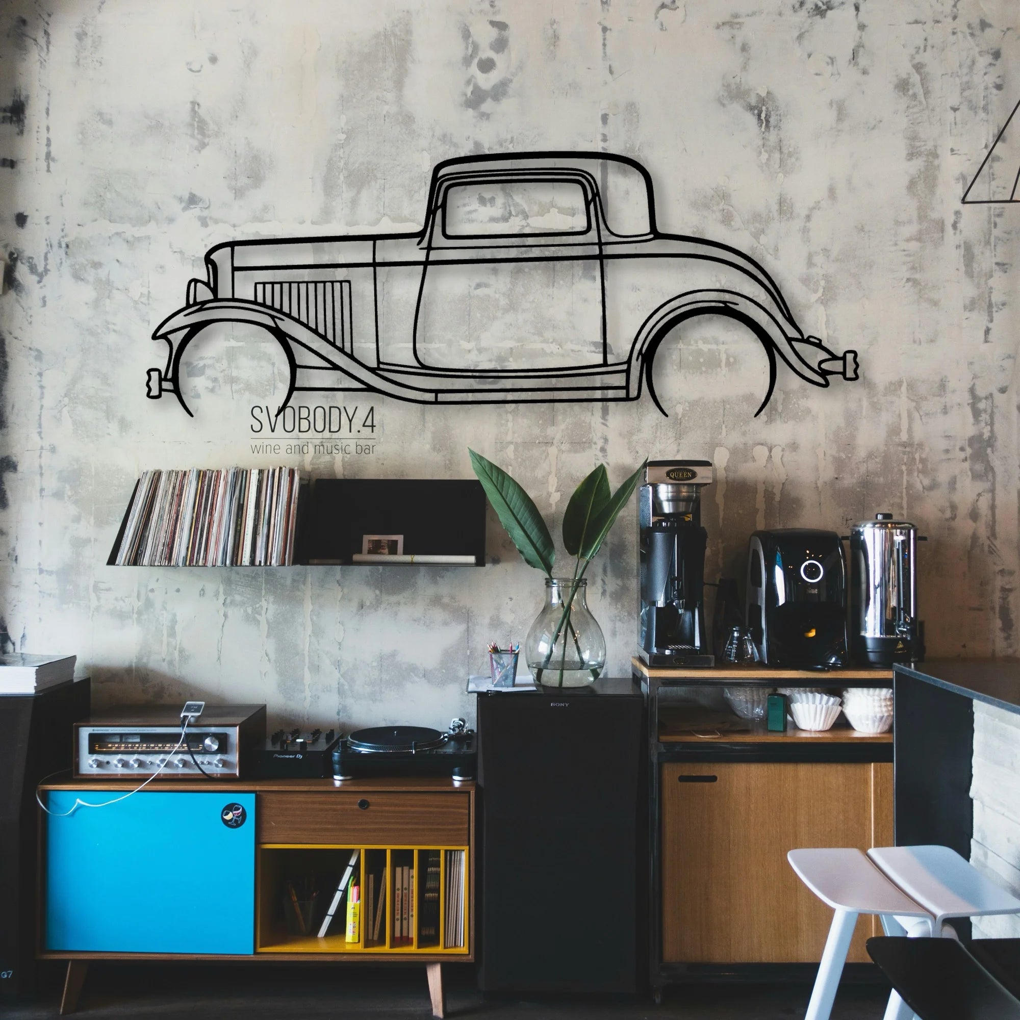 3 Window Coupe 1932 Classic Silhouette Metal Wall Art - Automotive Garage Decor
