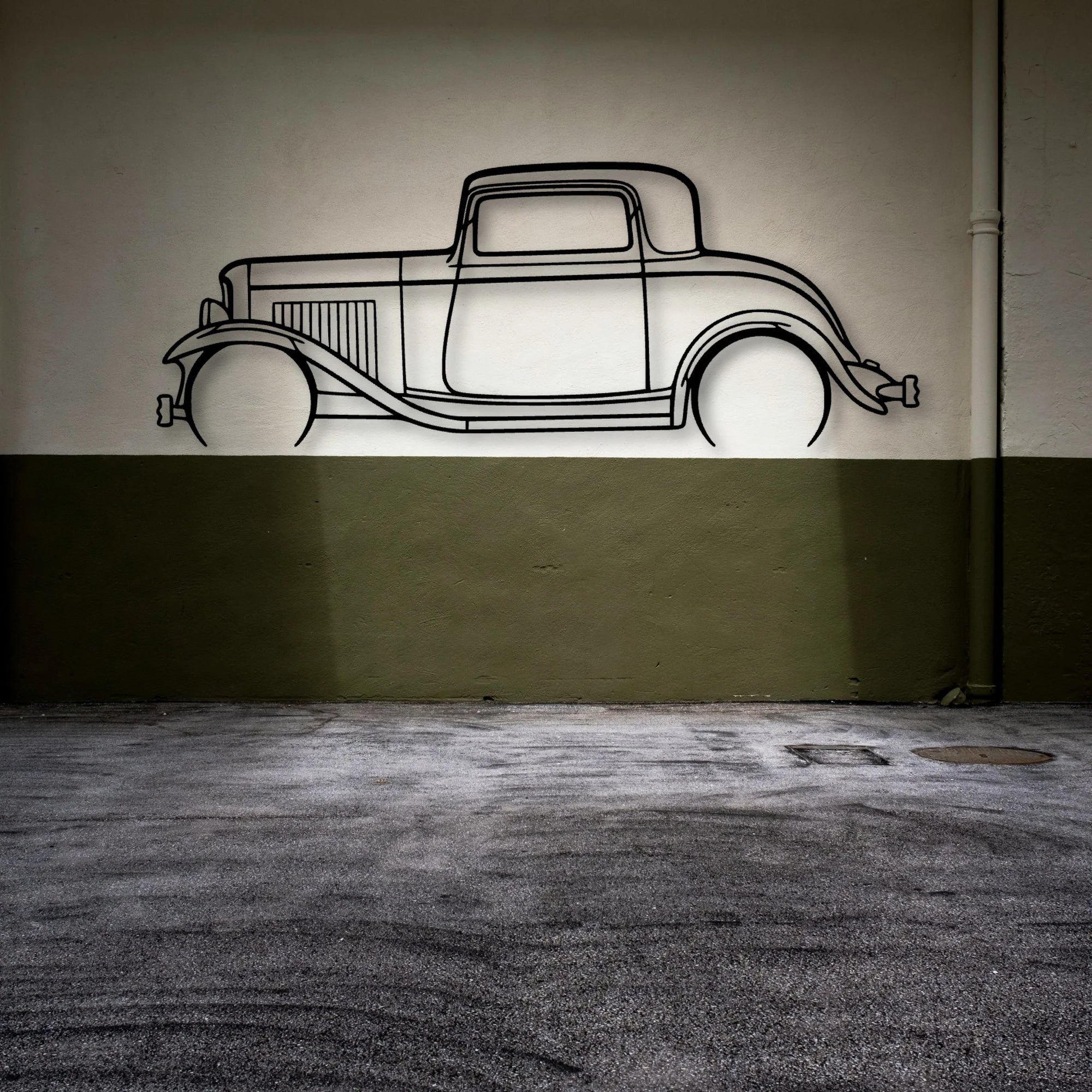 3 Window Coupe 1932 Classic Silhouette Metal Wall Art - Automotive Garage Decor
