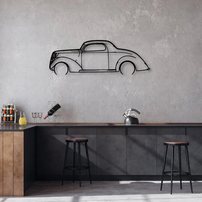 3 Window Coupe 1937 Classic Silhouette Metal Wall Art - Automotive Garage Decor
