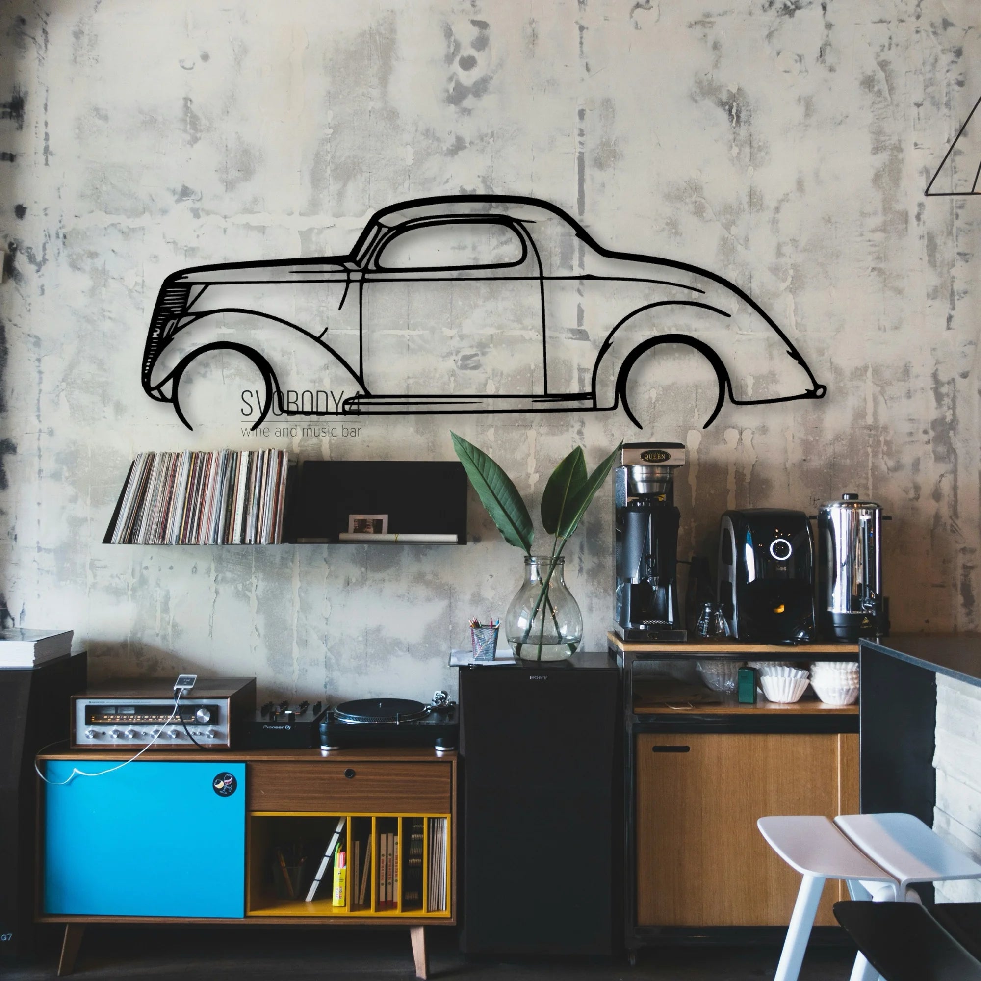 3 Window Coupe 1937 Classic Silhouette Metal Wall Art - Automotive Garage Decor