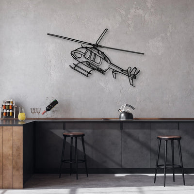 407GX Classic Aircraft Silhouette Metal Wall Art - Aviation Hangar Decor
