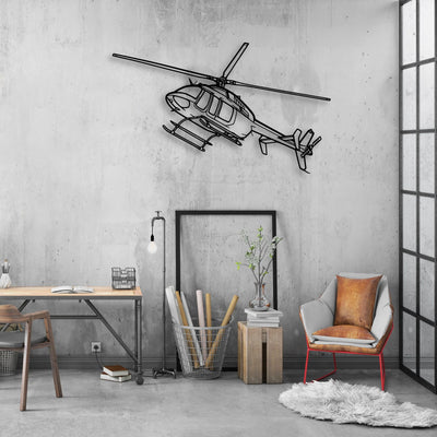 407GX Classic Aircraft Silhouette Metal Wall Art - Aviation Hangar Decor