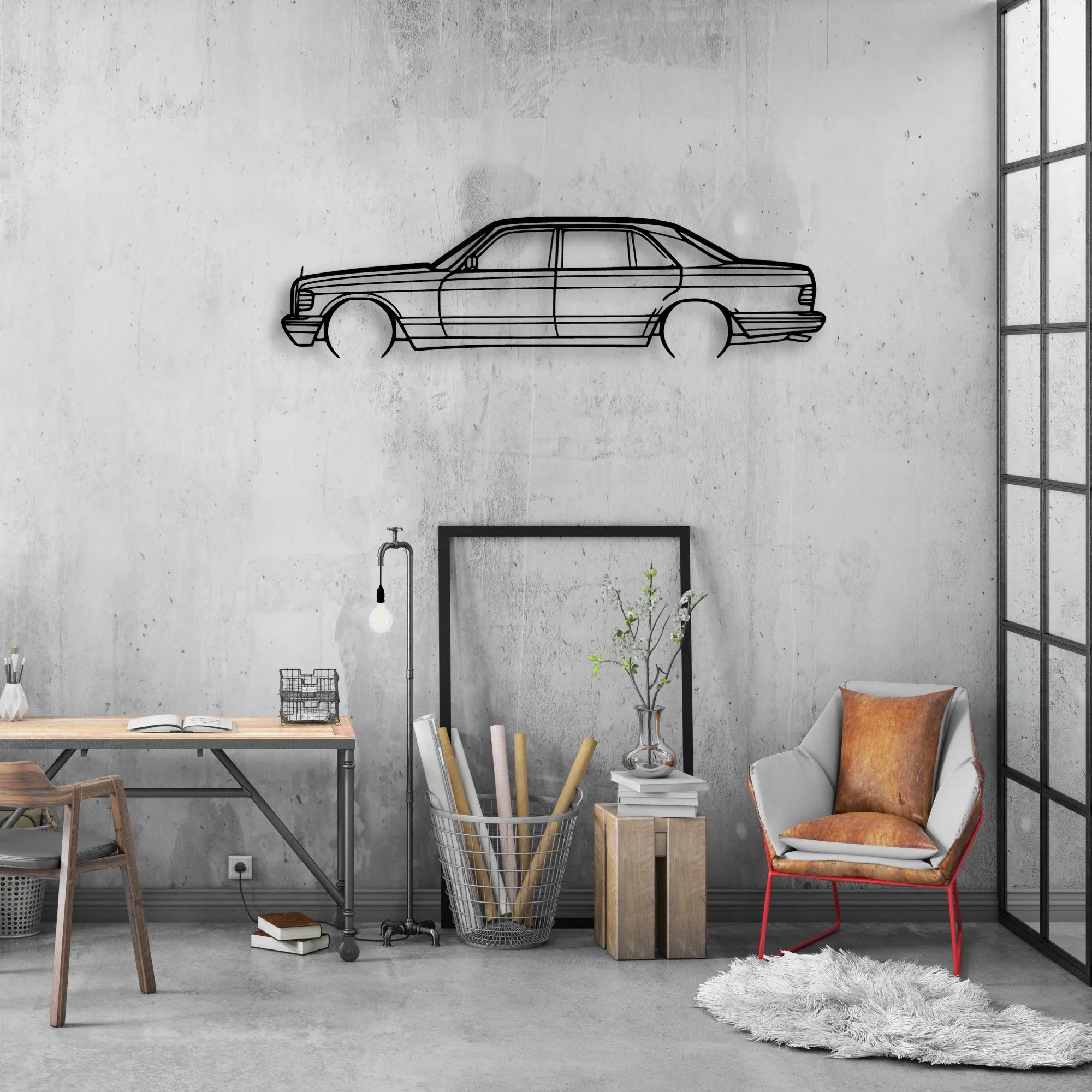 420 SEL 1988 Classic Silhouette Metal Wall Art - Automotive Garage Decor