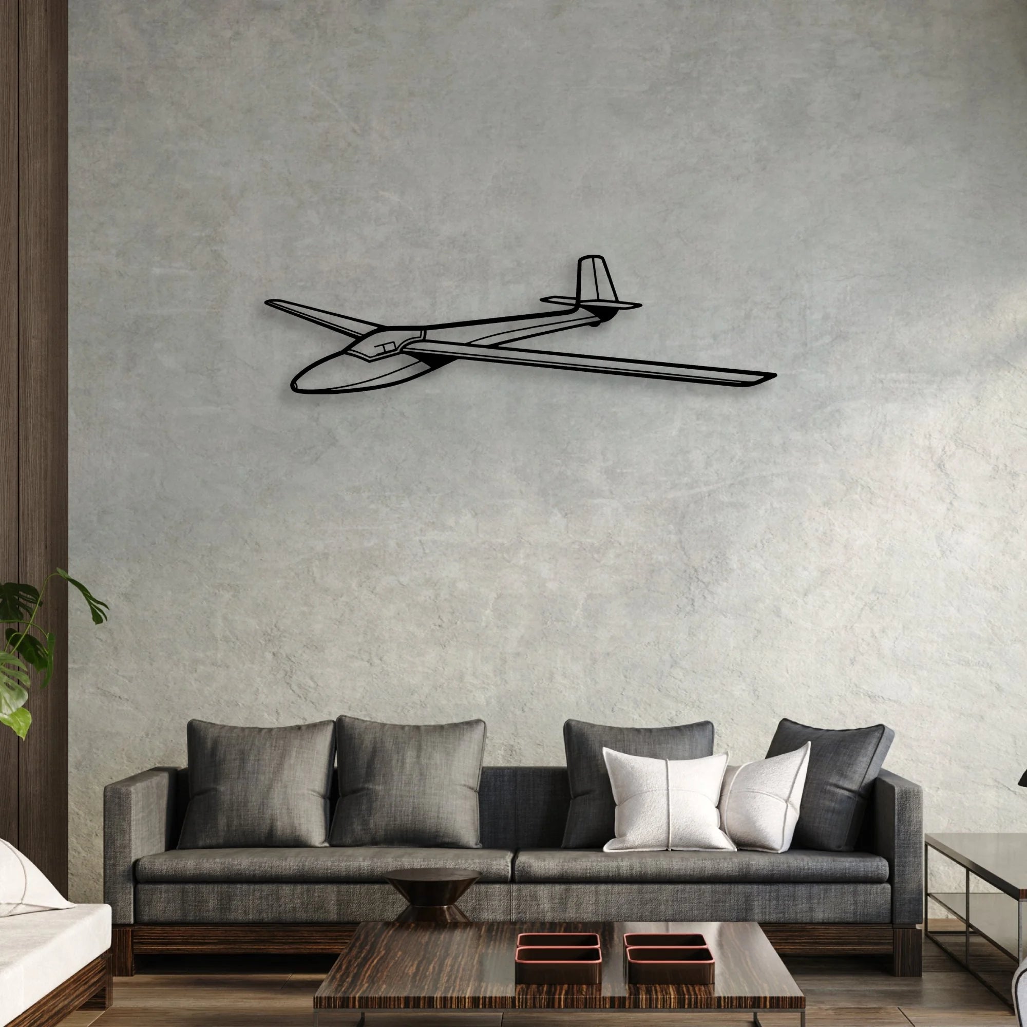 421C 2 Classic Aircraft Silhouette Metal Wall Art - Aviation Hangar Decor