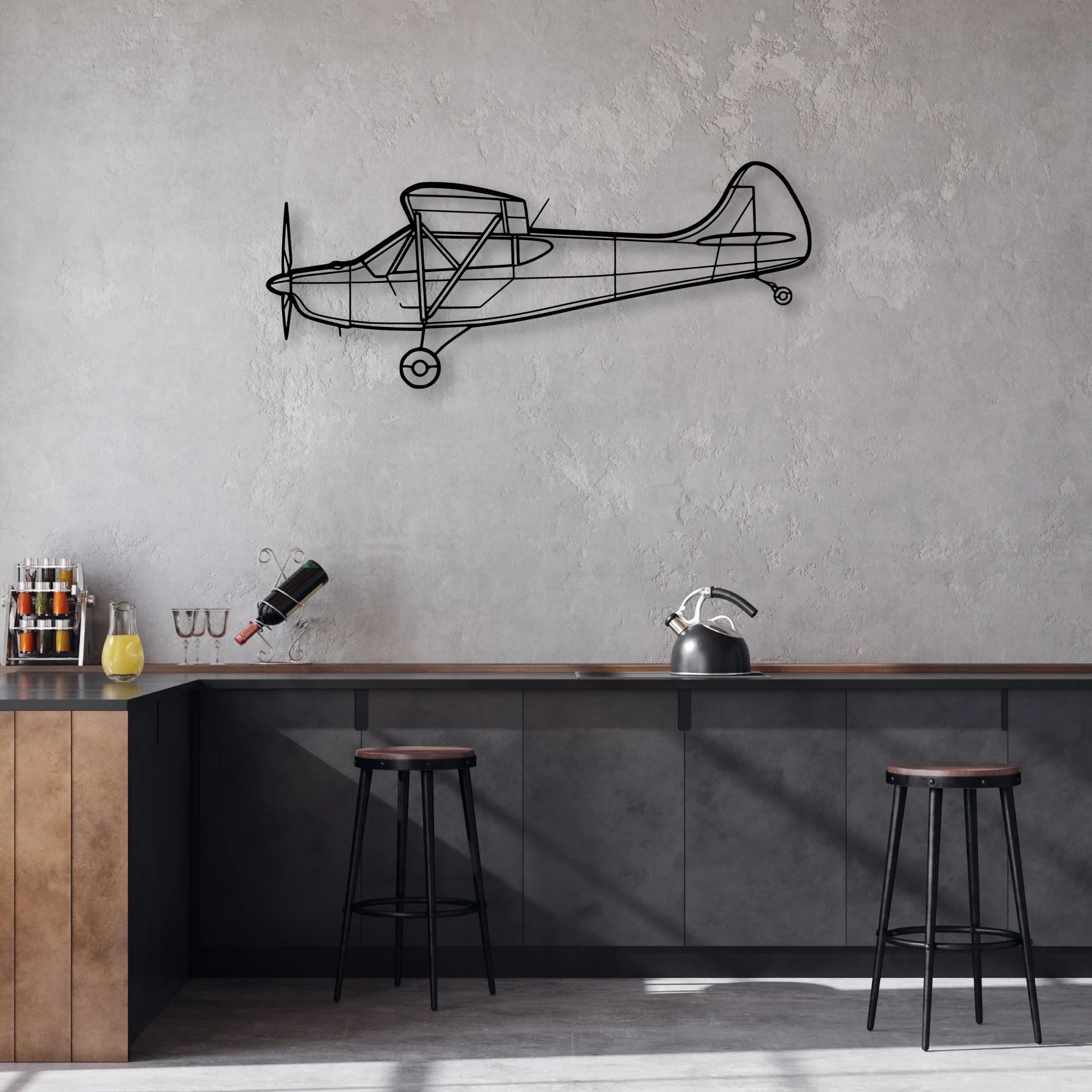 421C 3 Classic Aircraft Silhouette Metal Wall Art - Aviation Hangar Decor