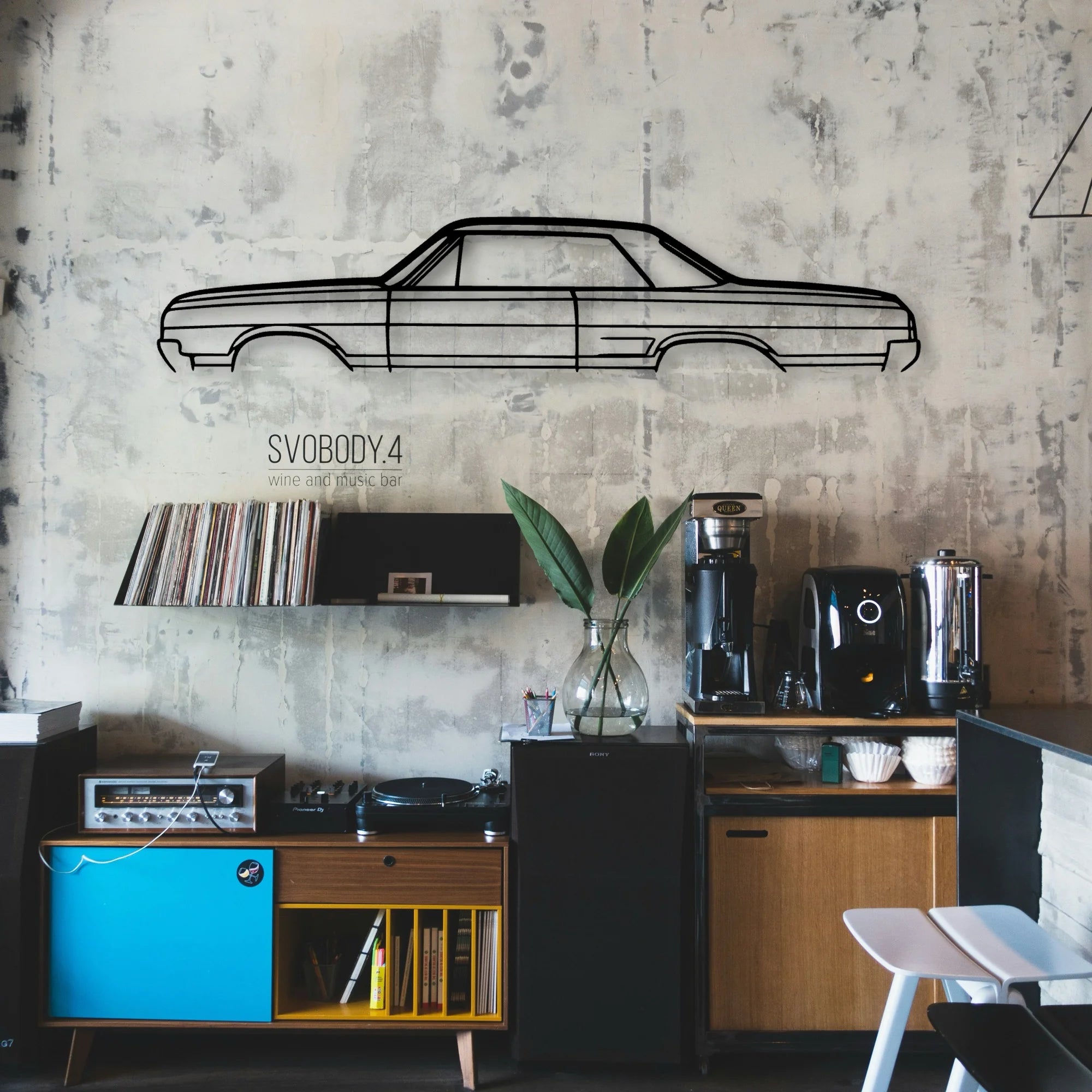 442 1965 Classic Silhouette Metal Wall Art - Automotive Garage Decor