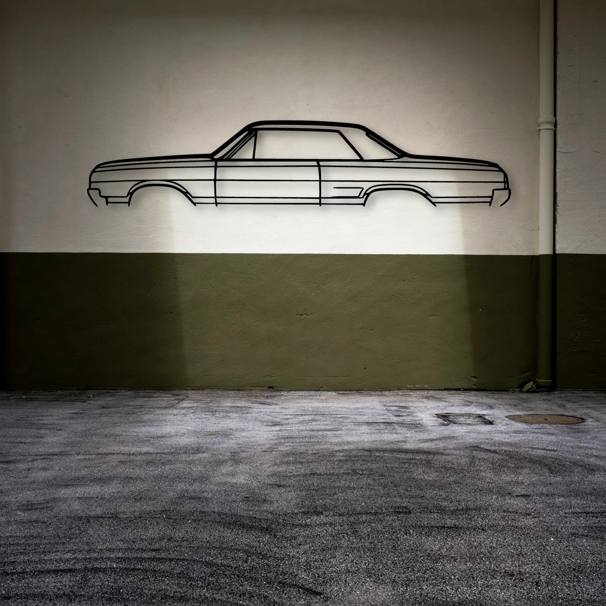 442 1965 Classic Silhouette Metal Wall Art - Automotive Garage Decor