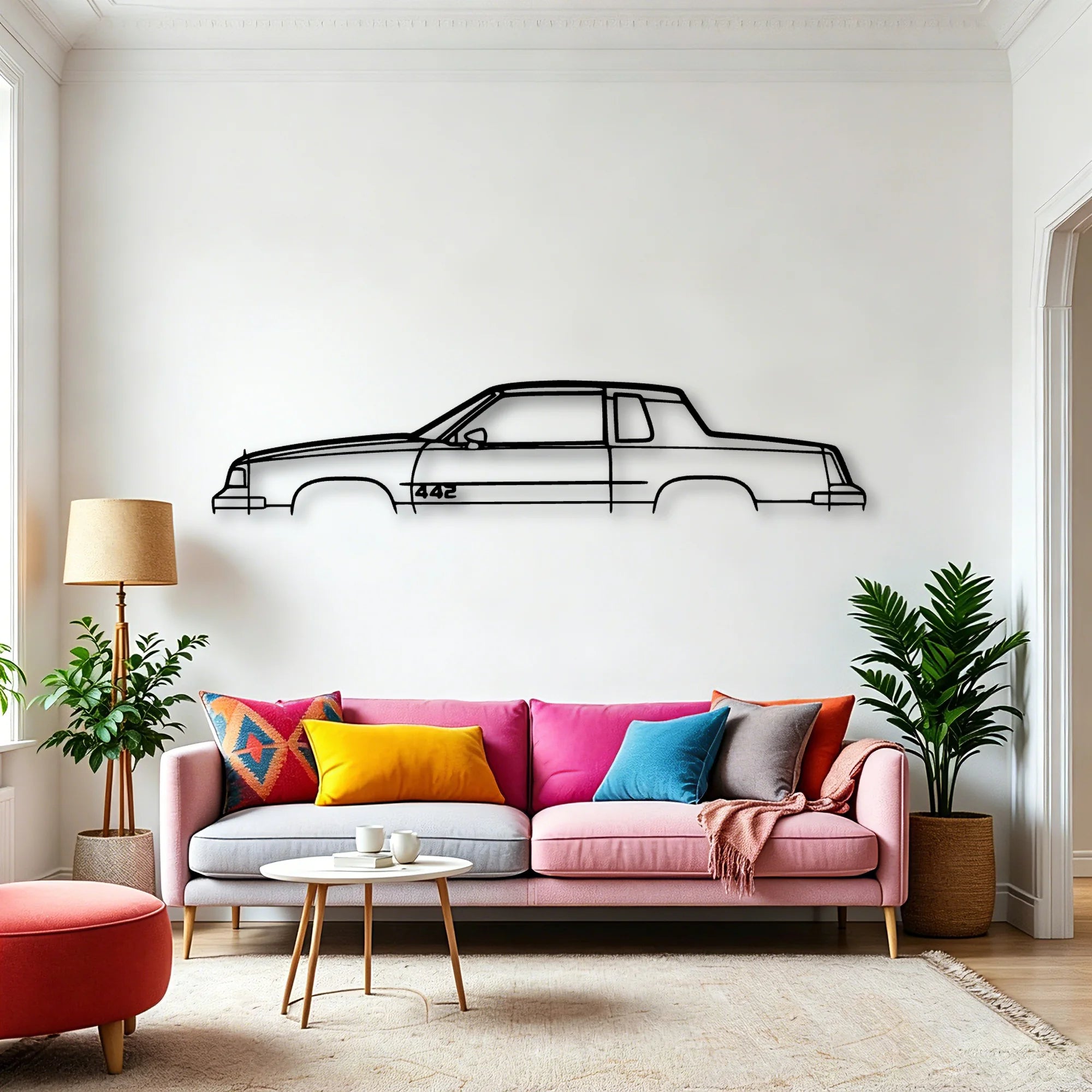 442 1987 Classic Silhouette Metal Wall Art - Automotive Garage Decor