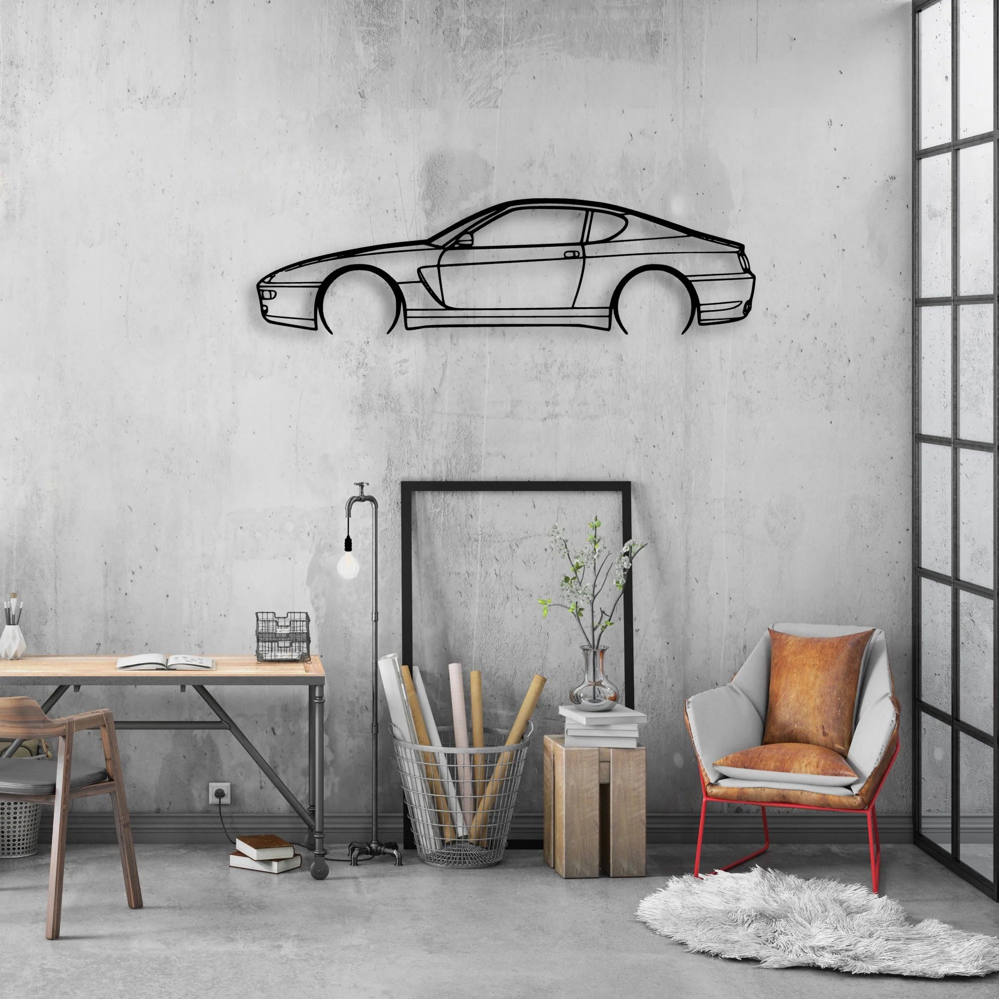 456 GT 1995 Classic Silhouette Metal Wall Art - Automotive Garage Decor