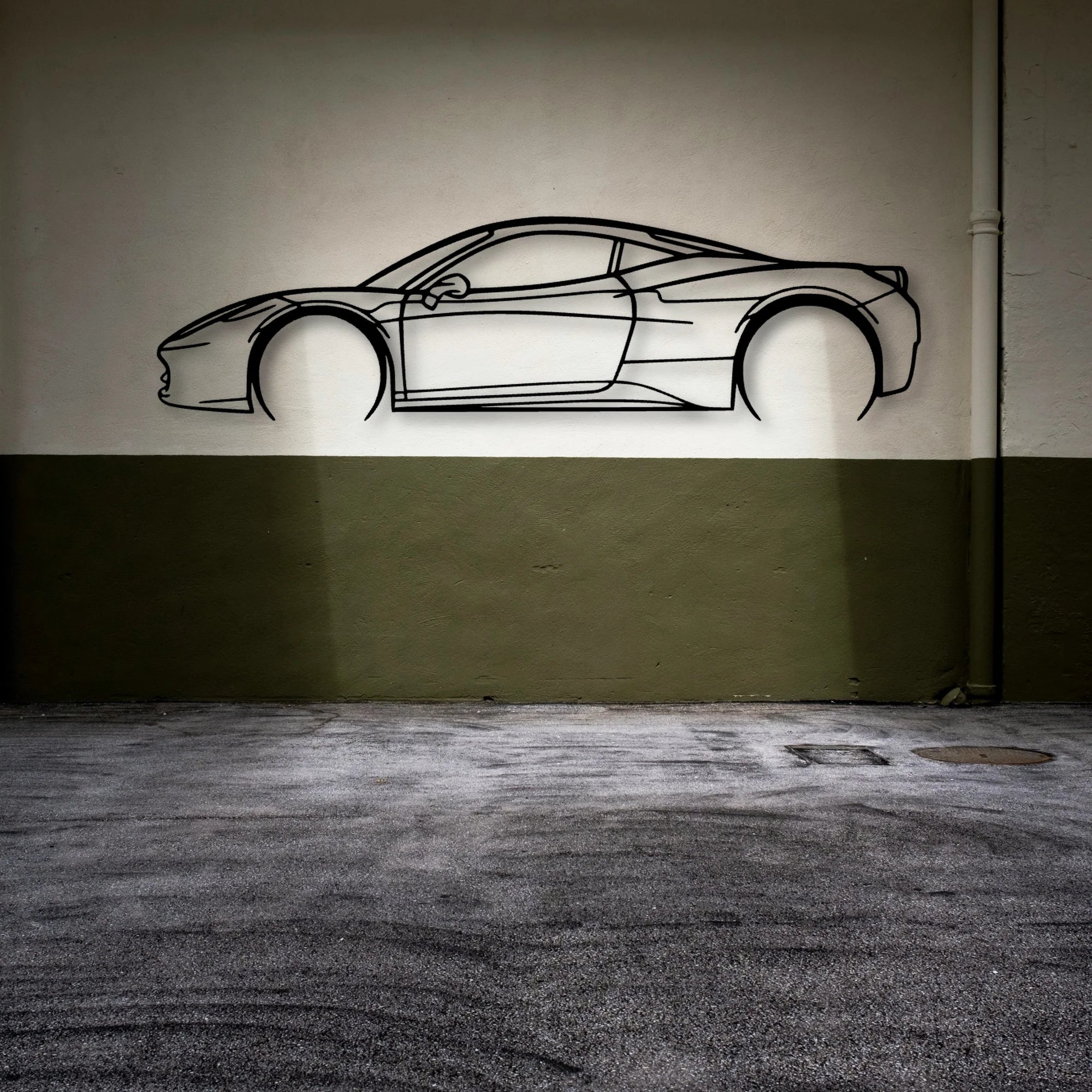 458 Italia 2 Classic Silhouette Metal Wall Art - Automotive Garage Decor