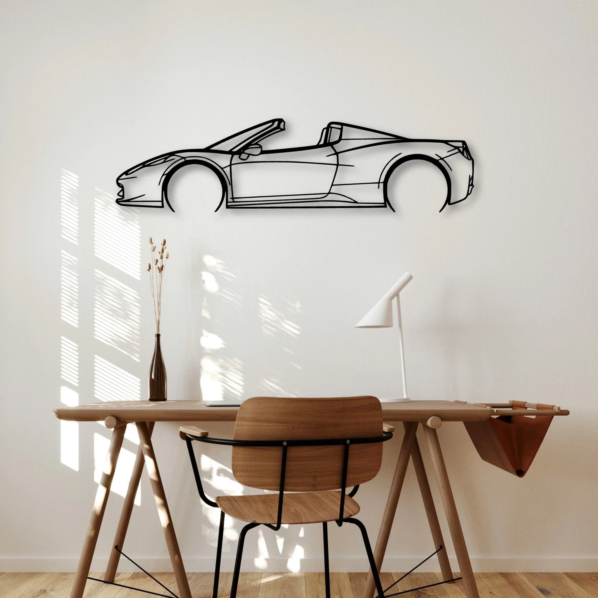 458 Spider 2015 Cabrio Classic Silhouette Metal Wall Art - Automotive Garage Decor