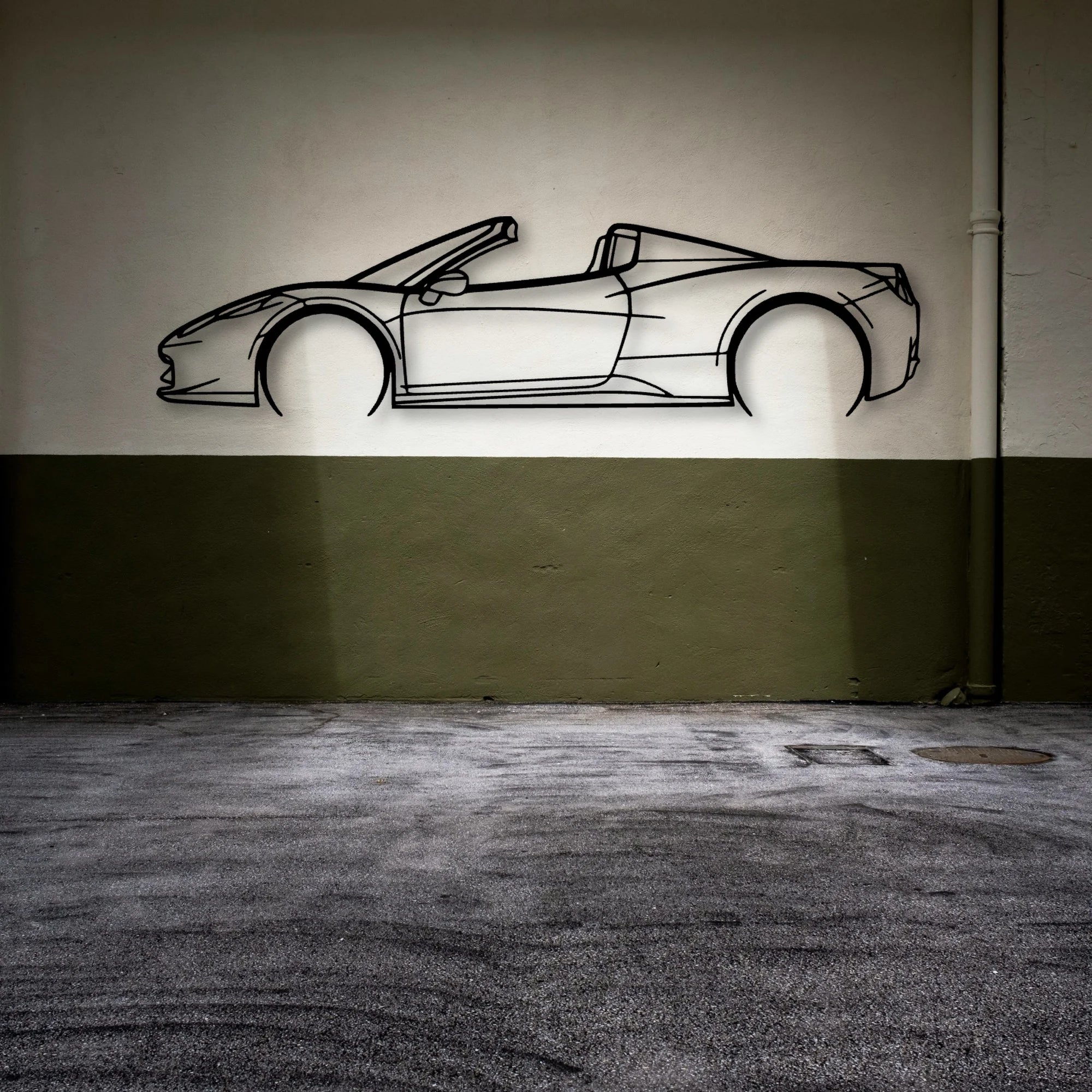 458 Spider 2015 Cabrio Classic Silhouette Metal Wall Art - Automotive Garage Decor