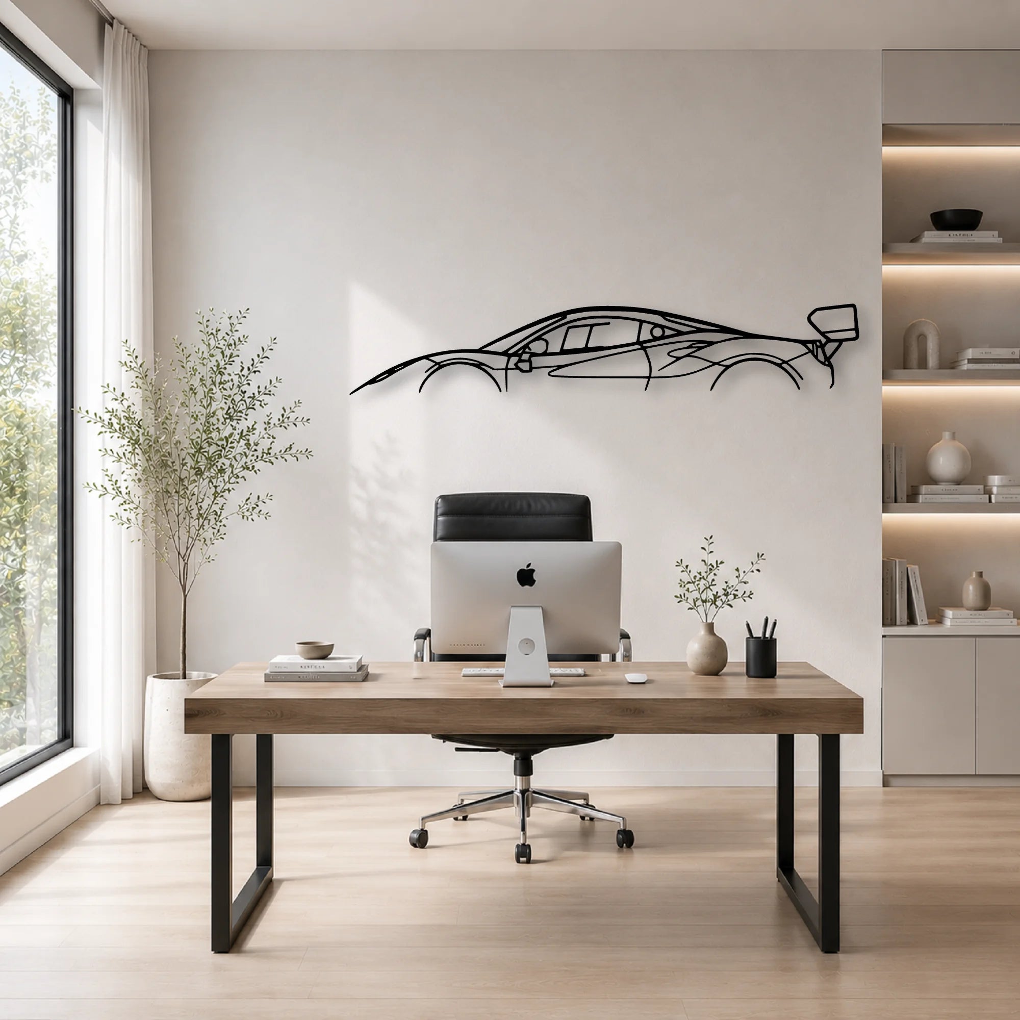 488 Challenge EVO 2021 Classic Silhouette Metal Wall Art - Automotive Garage Decor