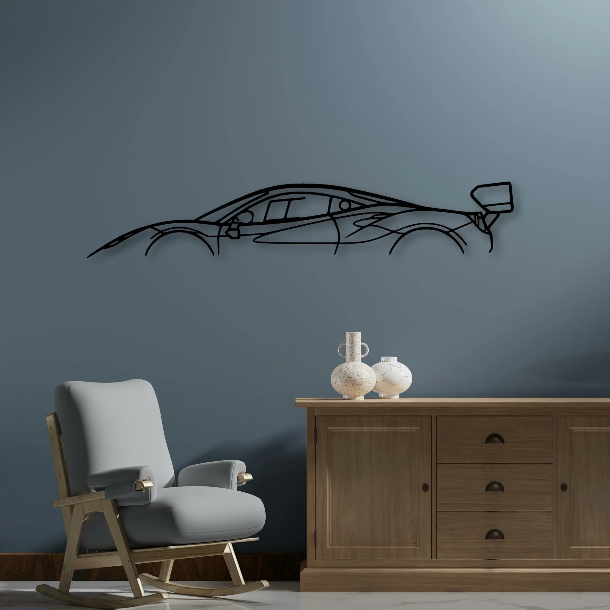 488 Challenge EVO 2021 Classic Silhouette Metal Wall Art - Automotive Garage Decor