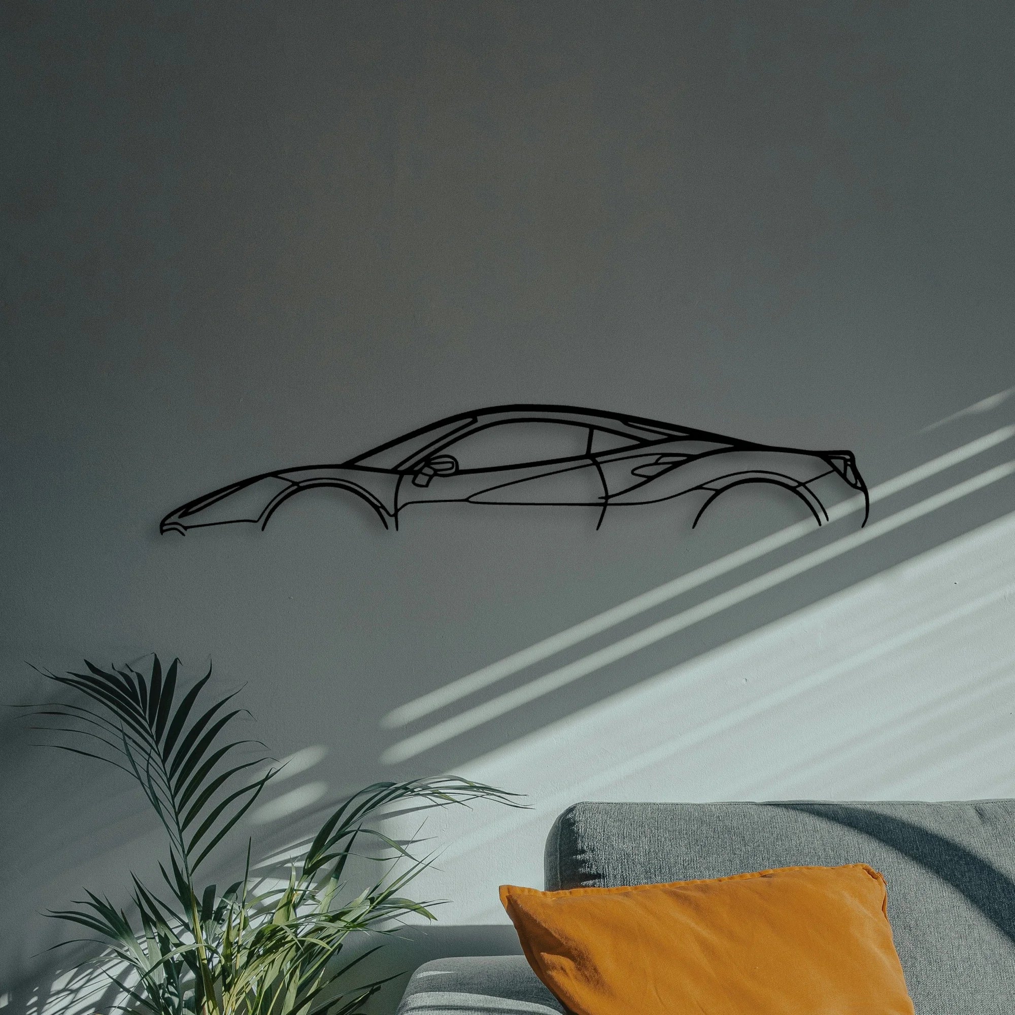 488 GTB 2017 Classic Silhouette Metal Wall Art - Automotive Garage Decor