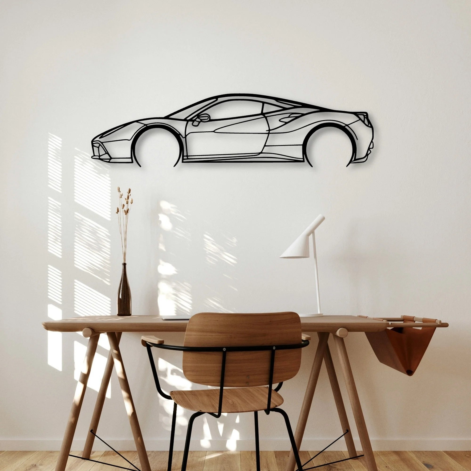 488 GTB 2 Classic Silhouette Metal Wall Art - Automotive Garage Decor