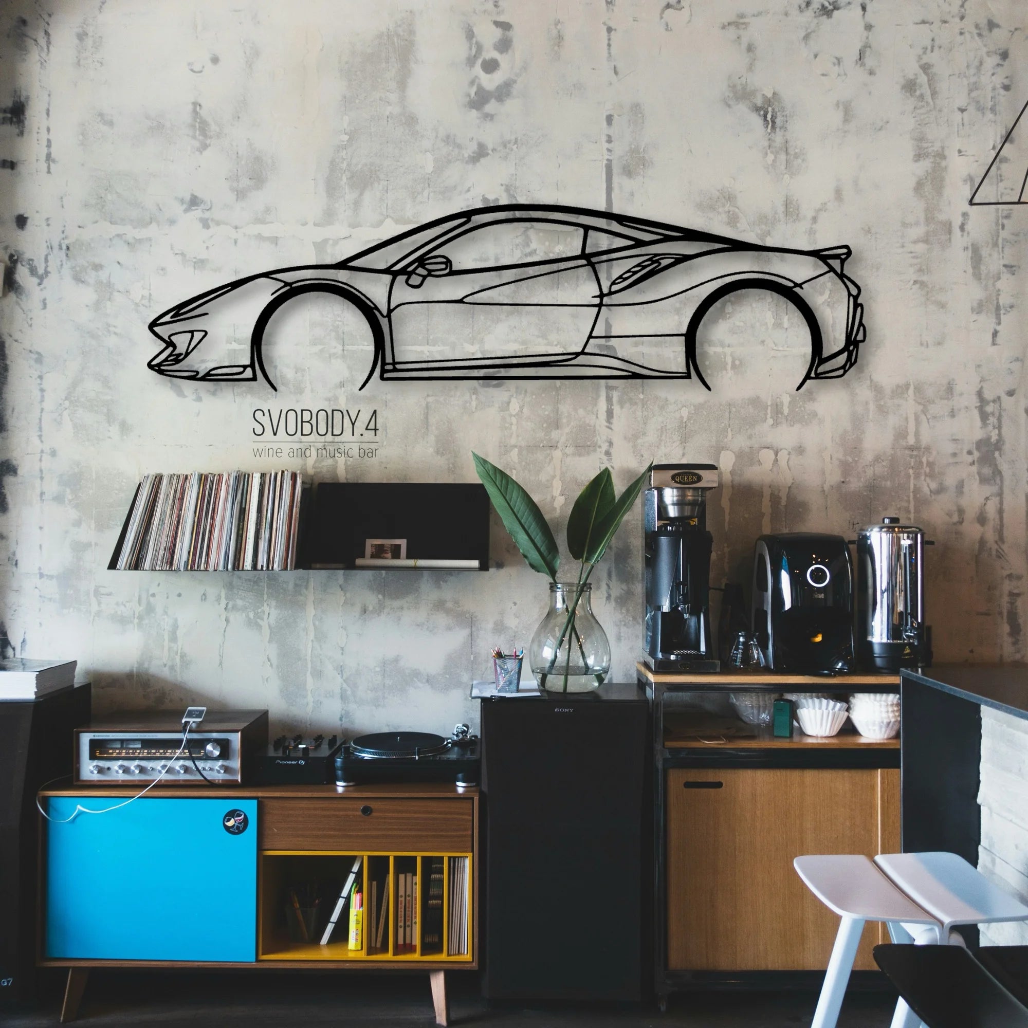 488 Pista 2 Classic Silhouette Metal Wall Art - Automotive Garage Decor